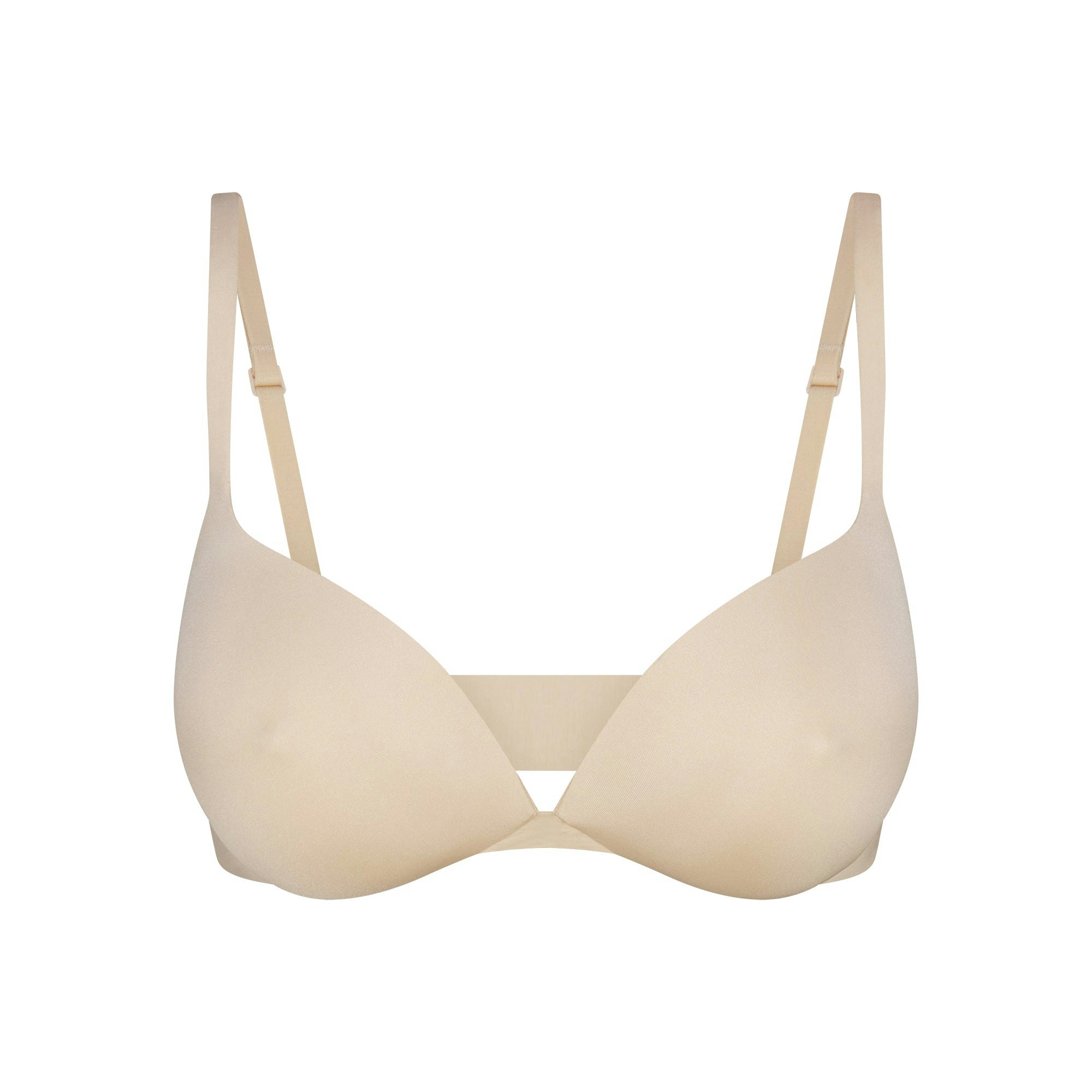 SKIMS ULTIMATE NIPPLE WIRELESS PUSH-UP BRA | SAND FLAT ON A WHITE BACKGROUND | FLT