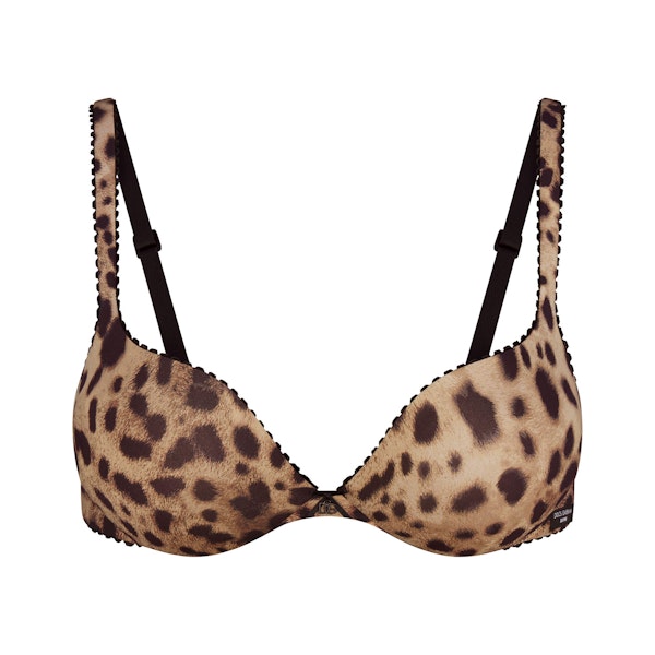 DOLCE&GABBANA X SKIMS SKIMS ULTIMATE TEARDROP PUSH-UP BRA | LEOPARD (PLUNGE BRAS) FLAT ON A WHITE BACKGROUND | FLT