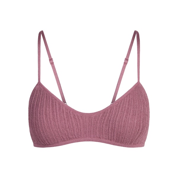 SHEER KNIT BRALETTE | BEET FLAT ON A WHITE BACKGROUND | FLT