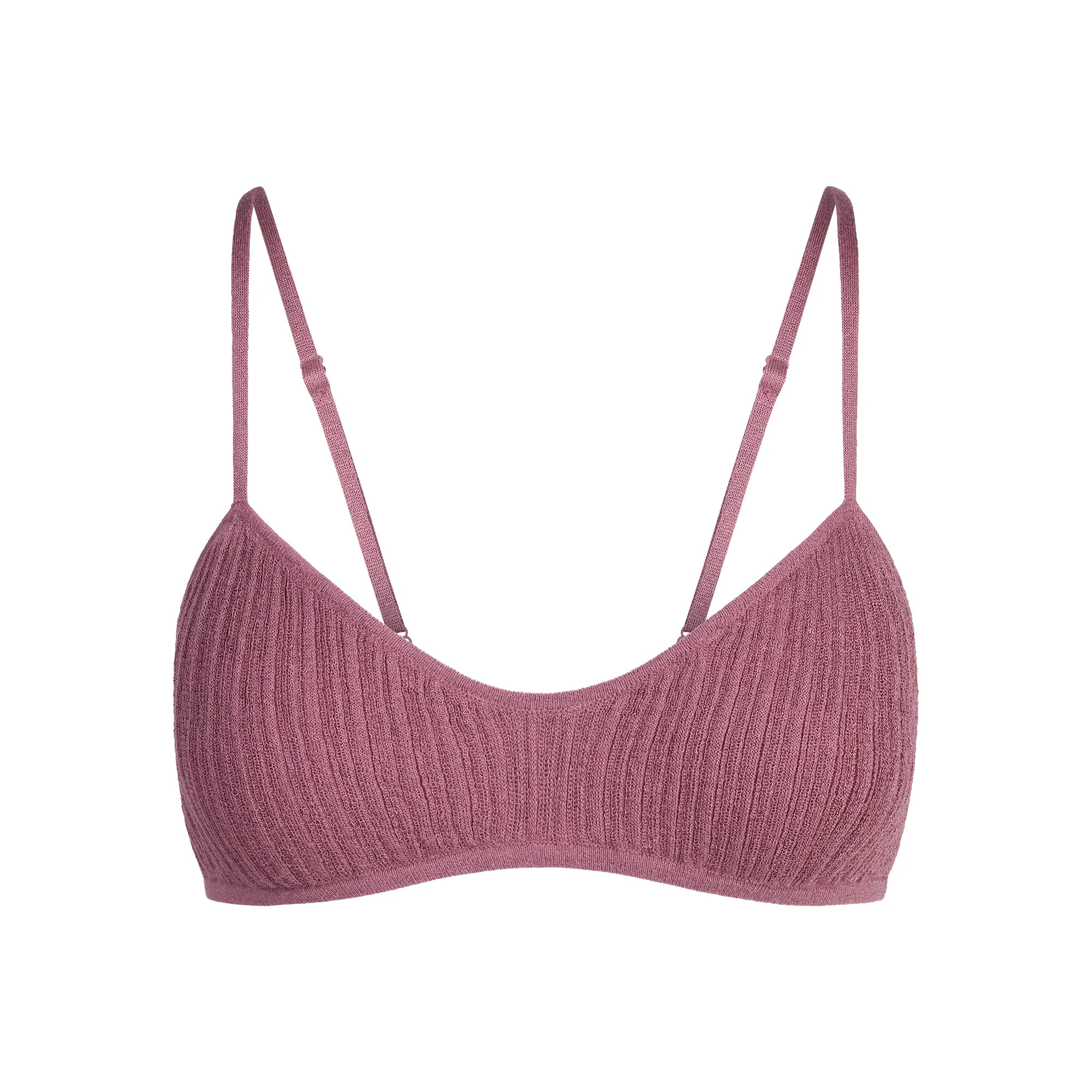 SHEER KNIT BRALETTE | BEET FLAT ON A WHITE BACKGROUND | FLT