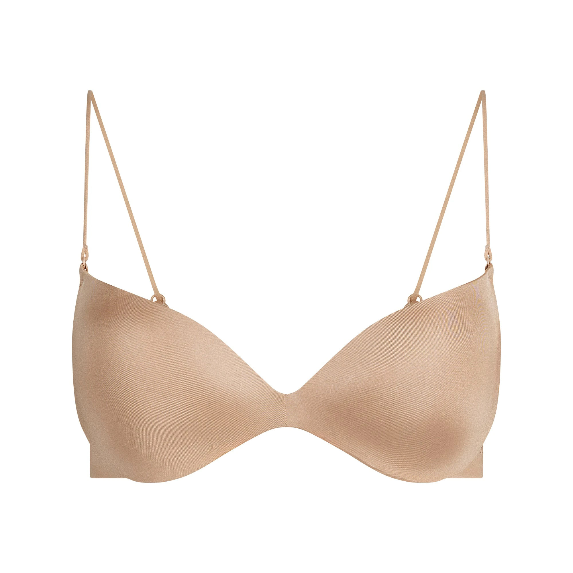 WIRELESS FORM PLUNGE MICRO STRAP BRA | CLAY FLAT ON A WHITE BACKGROUND | FLT