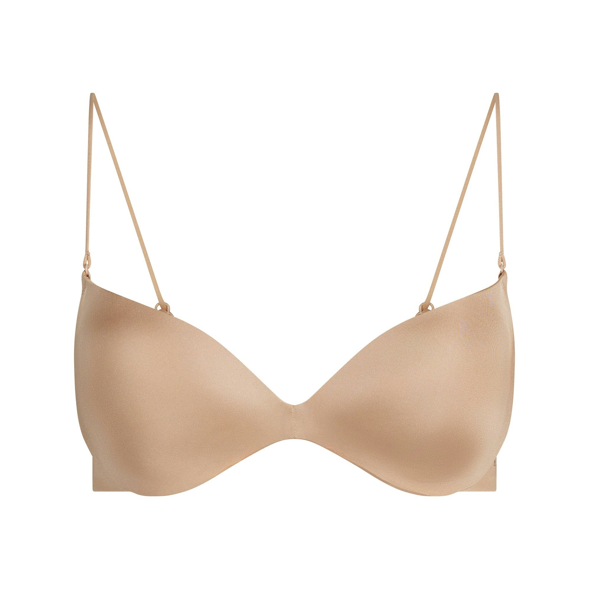WIRELESS FORM PLUNGE MICRO STRAP BRA | CLAY FLAT ON A WHITE BACKGROUND | FLT