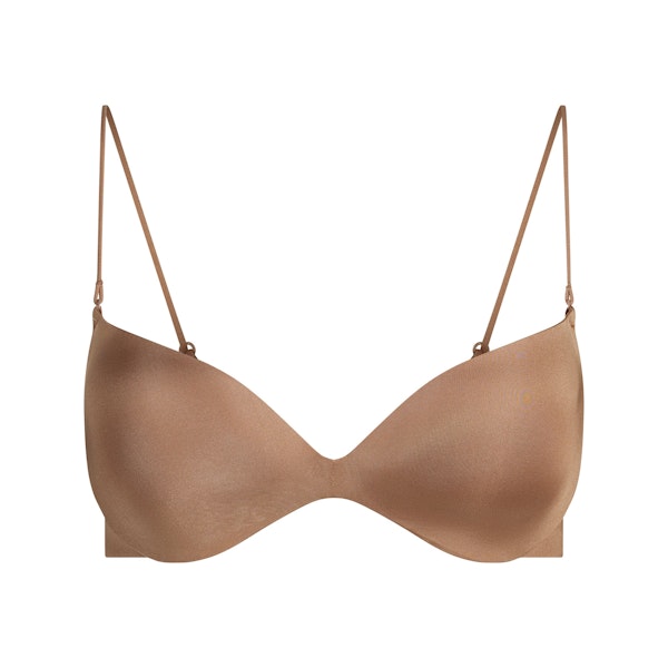 WIRELESS FORM PLUNGE MICRO STRAP BRA | SIENNA FLAT ON A WHITE BACKGROUND | FLT