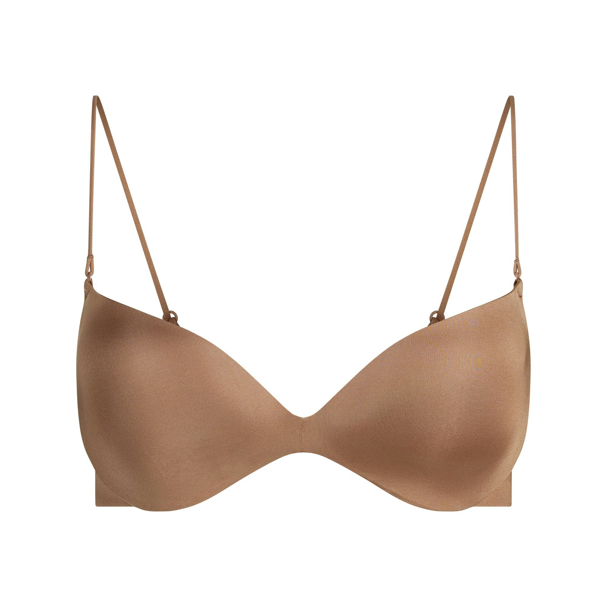WIRELESS FORM PLUNGE MICRO STRAP BRA | SIENNA FLAT ON A WHITE BACKGROUND | FLT