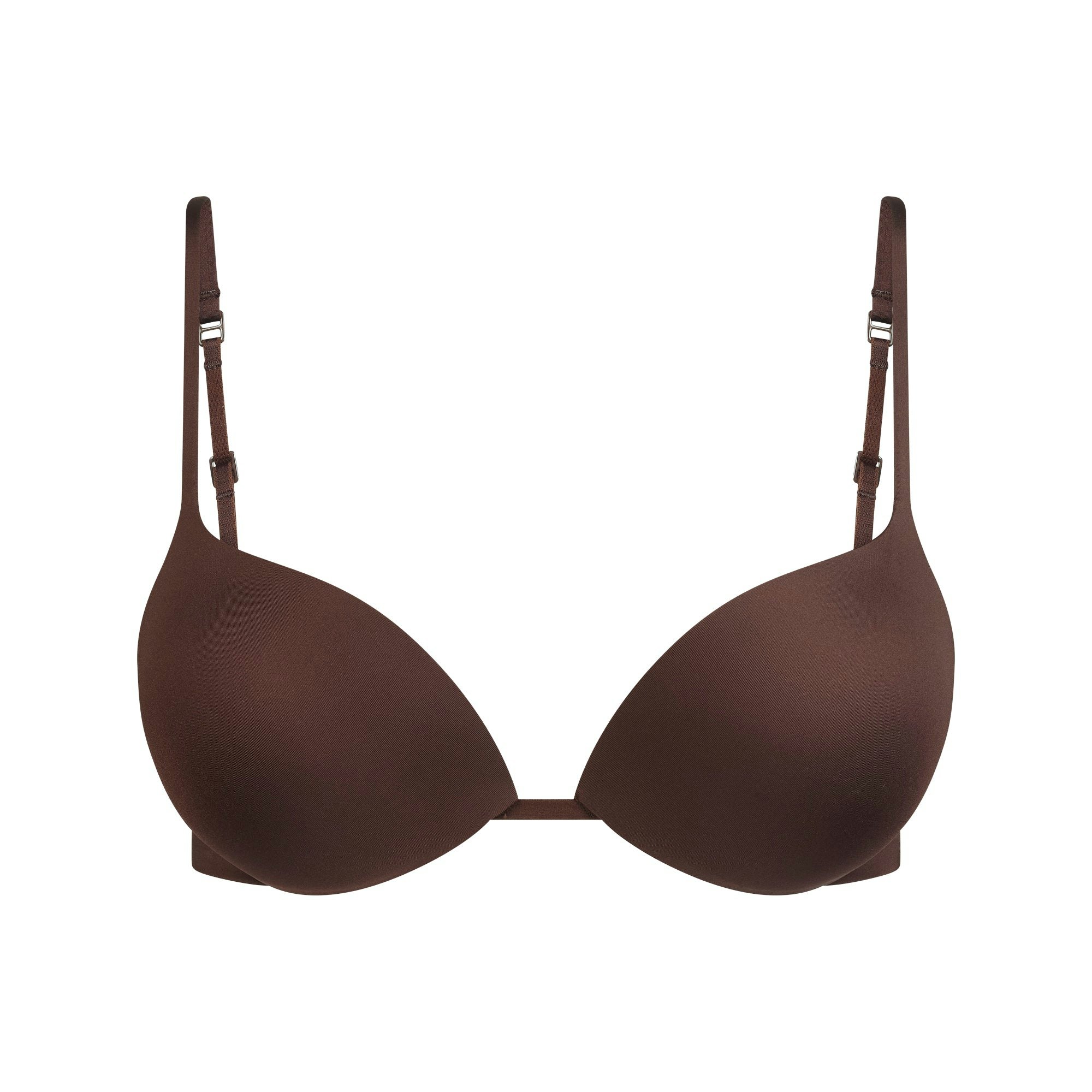 SKIMS ULTIMATE SUPER PUSH-UP BRA | COCOA FLAT ON A WHITE BACKGROUND | FLT