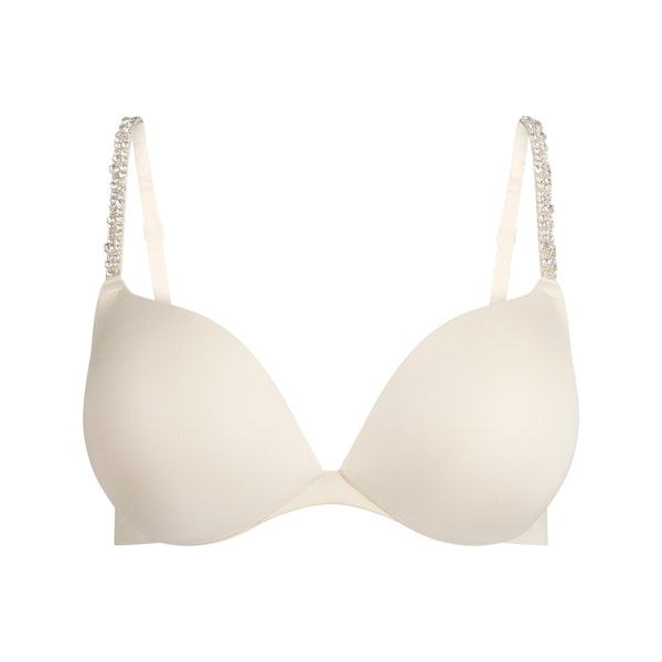 SKIMS ULTIMATE RHINESTONE TEARDROP PUSH-UP BRA | ECRU FLAT ON A WHITE BACKGROUND | FLT