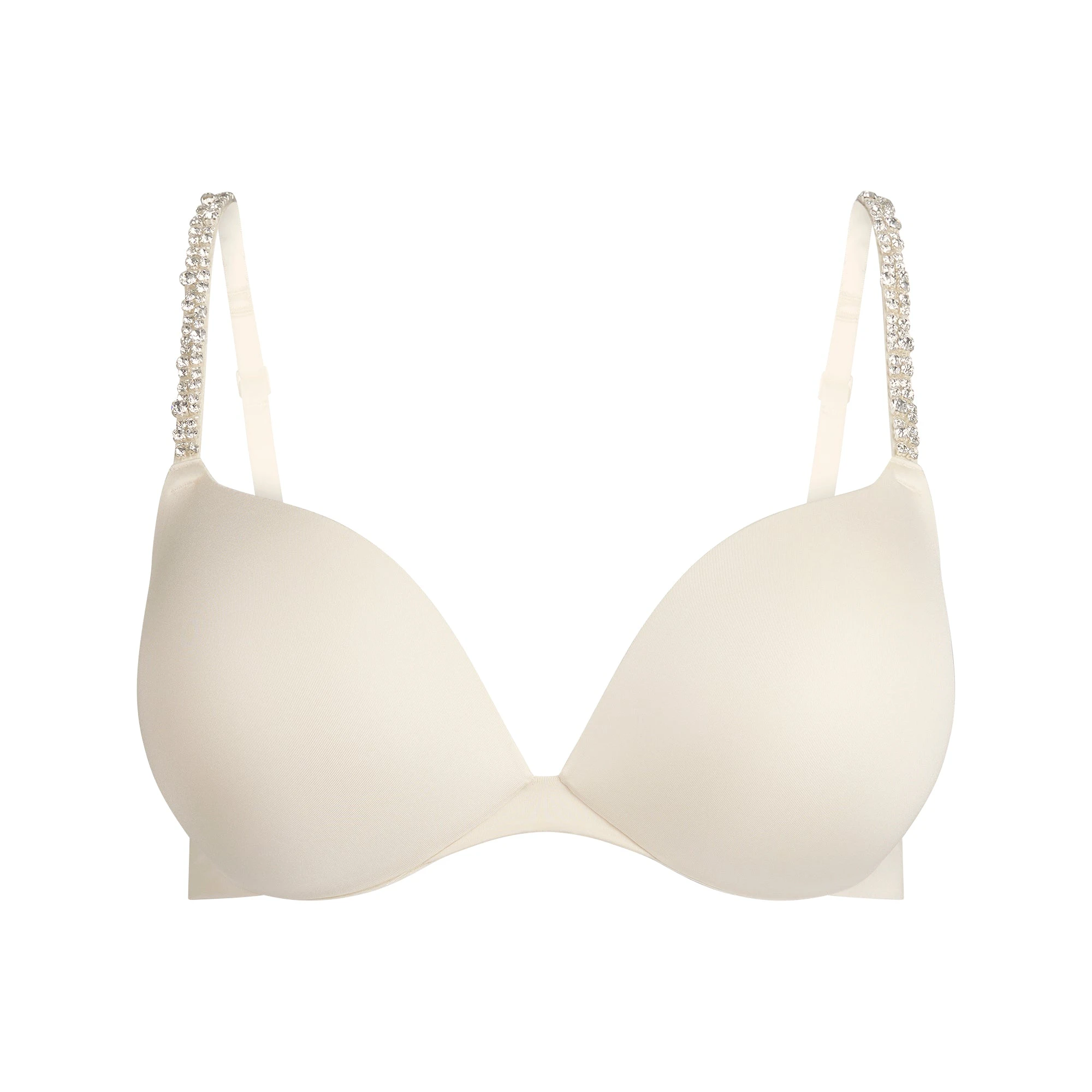 SKIMS ULTIMATE RHINESTONE TEARDROP PUSH-UP BRA | ECRU FLAT ON A WHITE BACKGROUND | FLT