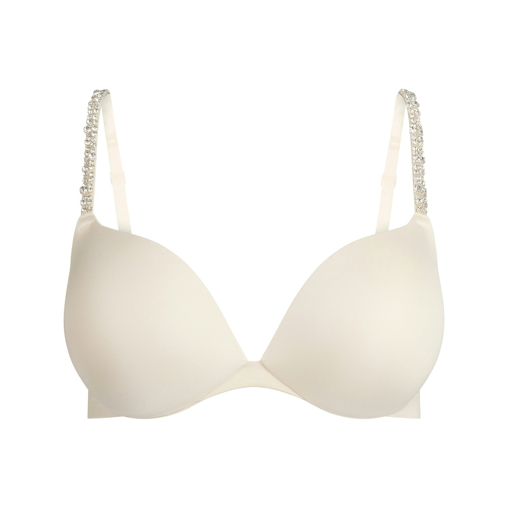 SKIMS ULTIMATE RHINESTONE TEARDROP PUSH-UP BRA | ECRU FLAT ON A WHITE BACKGROUND | FLT