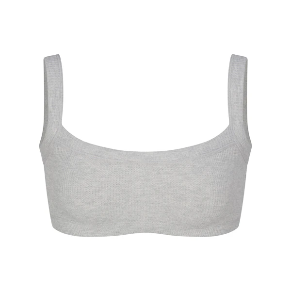 WAFFLE SCOOP BRALETTE LAYS FLAT ON A WHITE BACKGROUND