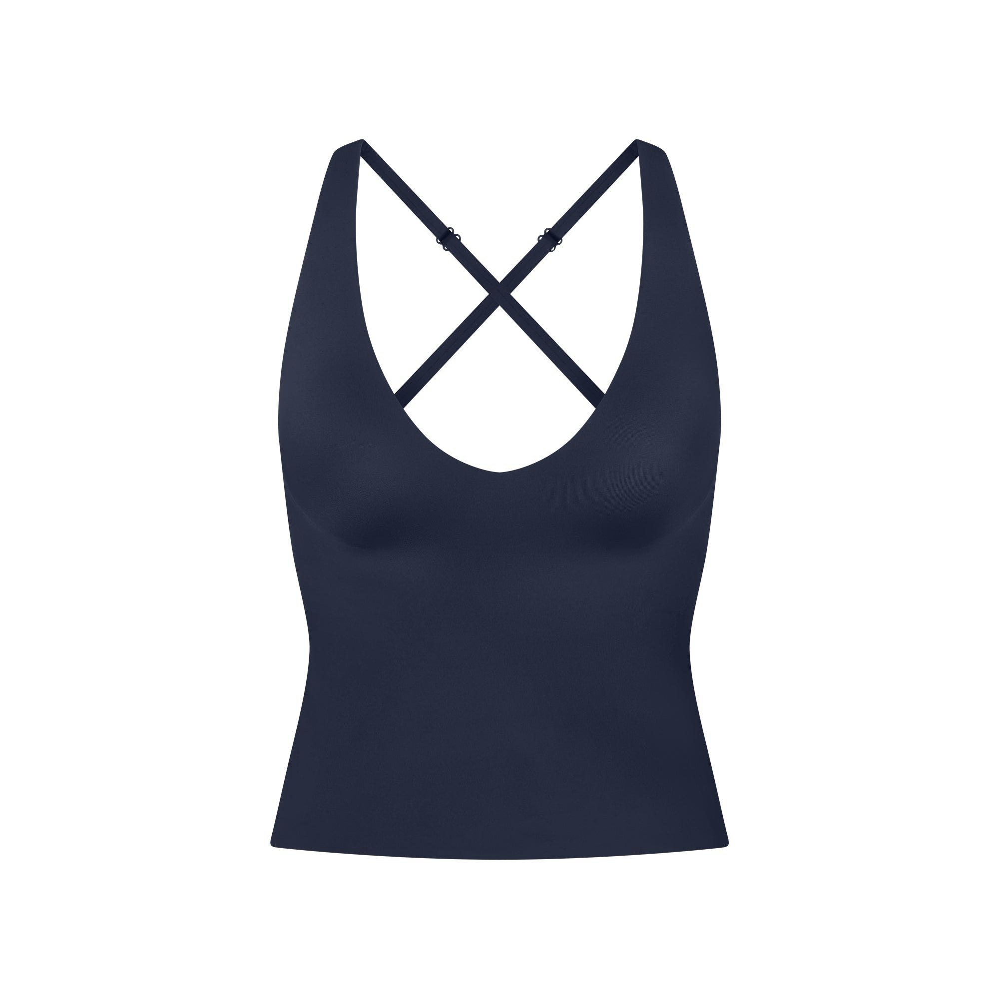 NikeSKIMS SHINE V-NECK TANK | NAVY FLAT ON A WHITE BACKGROUND | FLT