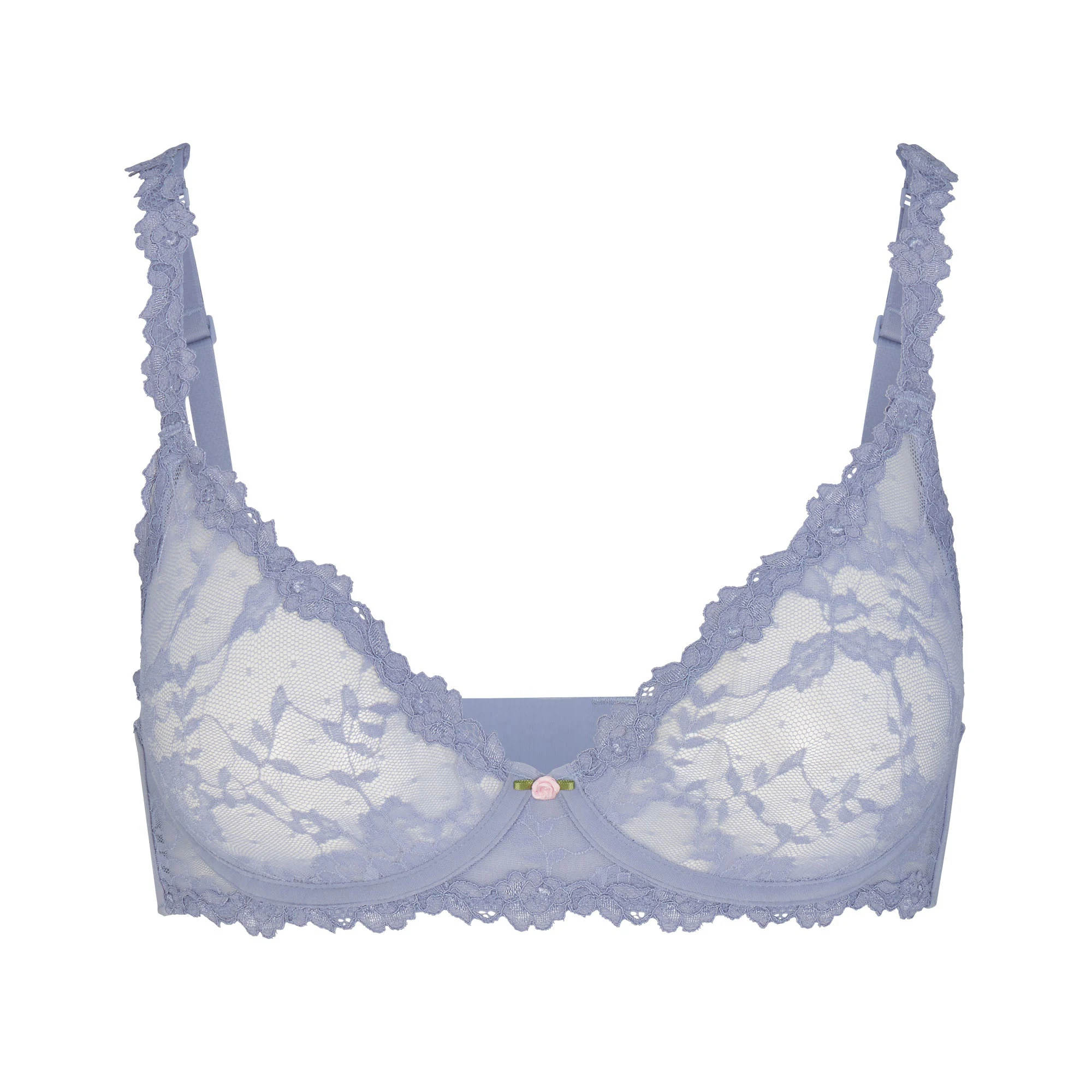STRETCH LACE UNLINED DEMI BRA | SLATE FLAT ON A WHITE BACKGROUND | FLT