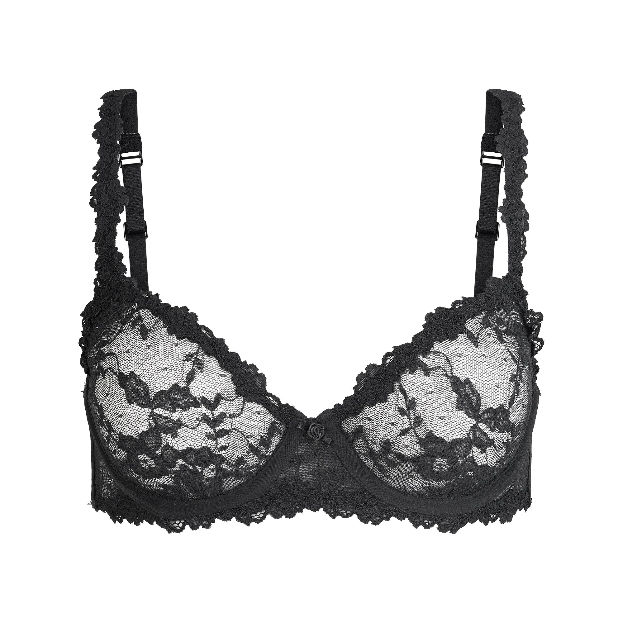 STRETCH LACE UNLINED DEMI BRA | SOOT FLAT ON A WHITE BACKGROUND | FLT