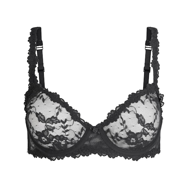 STRETCH LACE UNLINED DEMI BRA | SOOT FLAT ON A WHITE BACKGROUND | FLT