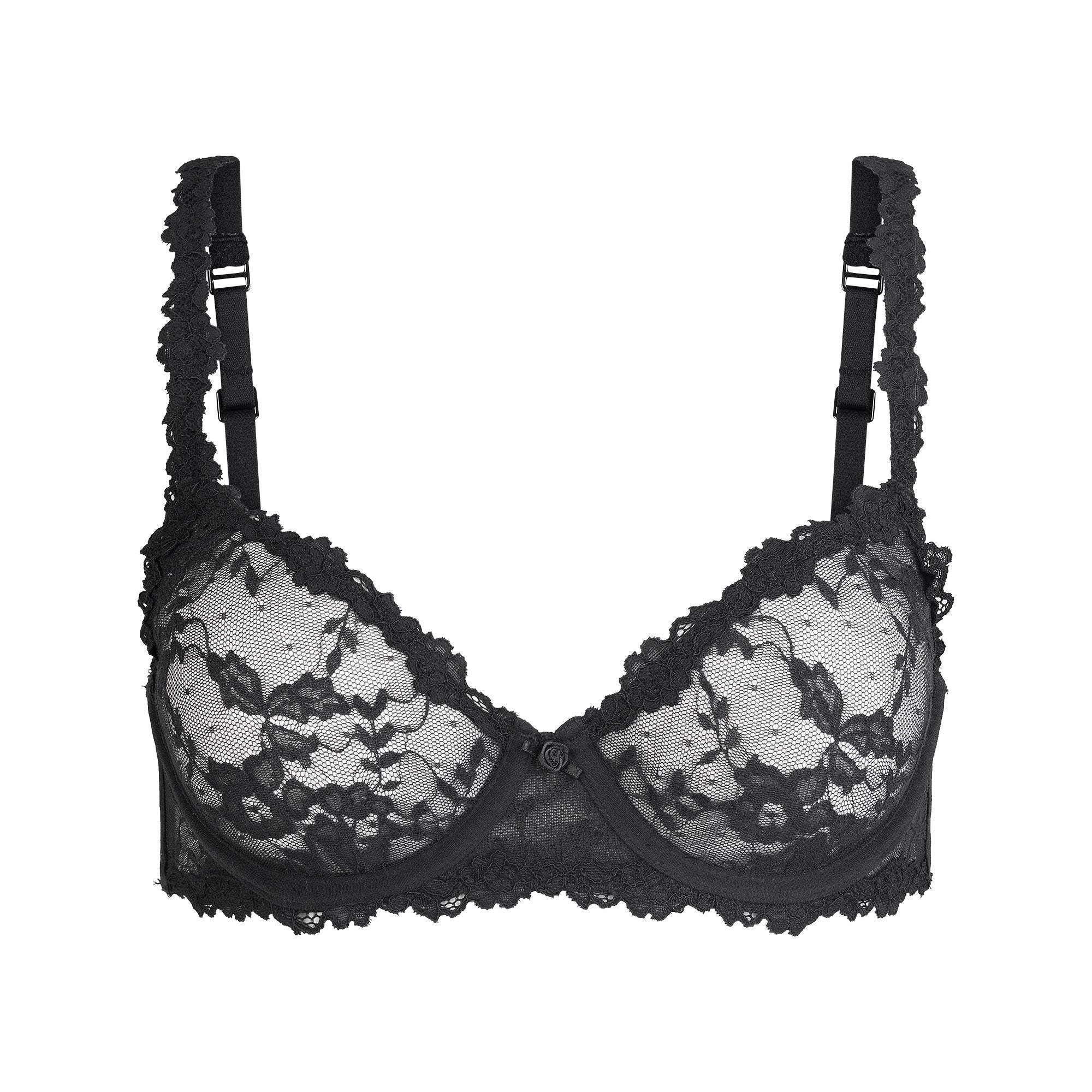 STRETCH LACE UNLINED DEMI BRA | SOOT FLAT ON A WHITE BACKGROUND | FLT