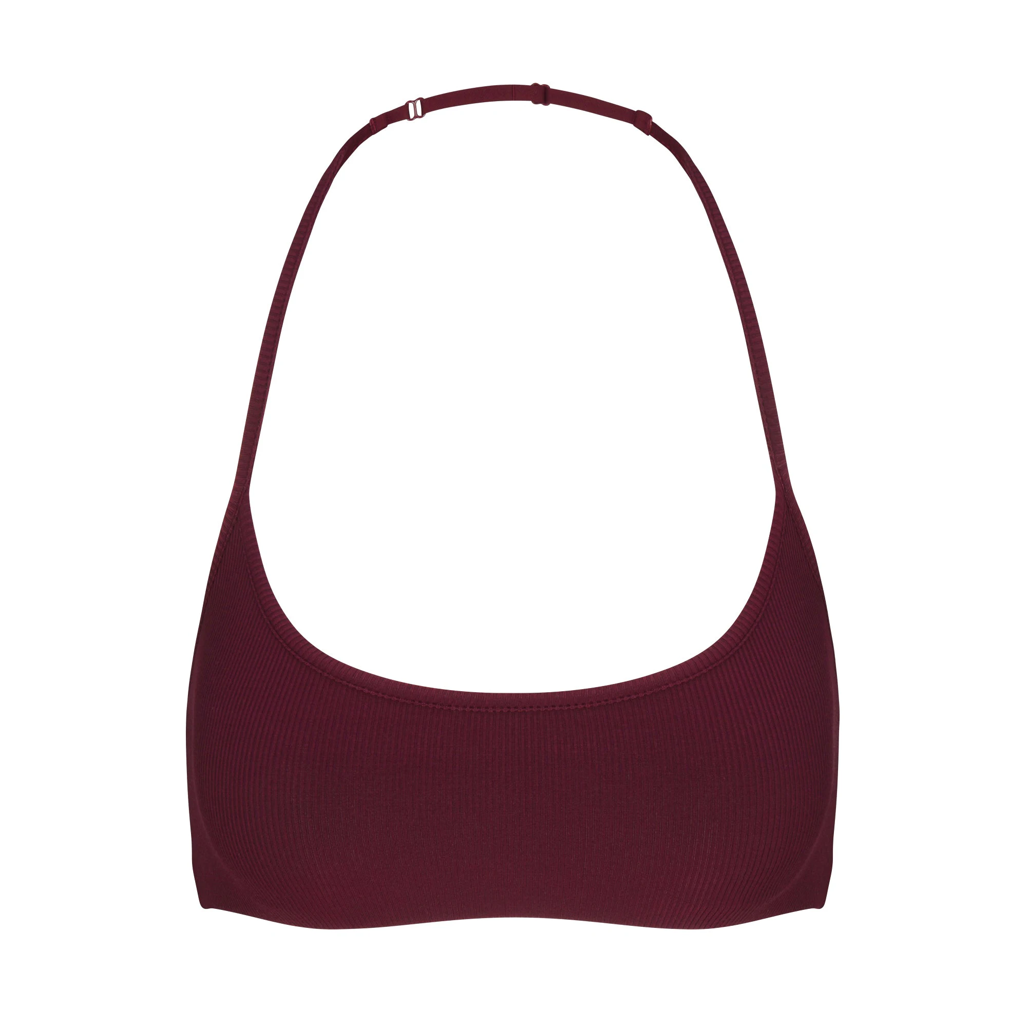 SOFT LOUNGE HALTER SCOOP BRALETTE BORDEAUX FLAT ON A WHITE BACKGROUND | FLT | FLT
