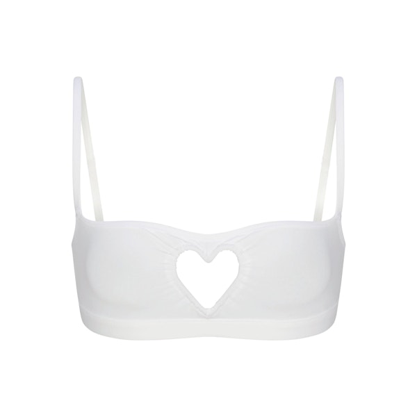 COTTON JERSEY HEART SCOOP BRALETTE | SNOW FLAT ON A WHITE BACKGROUND | FLT