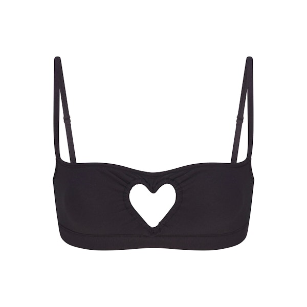 COTTON JERSEY HEART SCOOP BRALETTE | SOOT FLAT ON A WHITE BACKGROUND | FLT