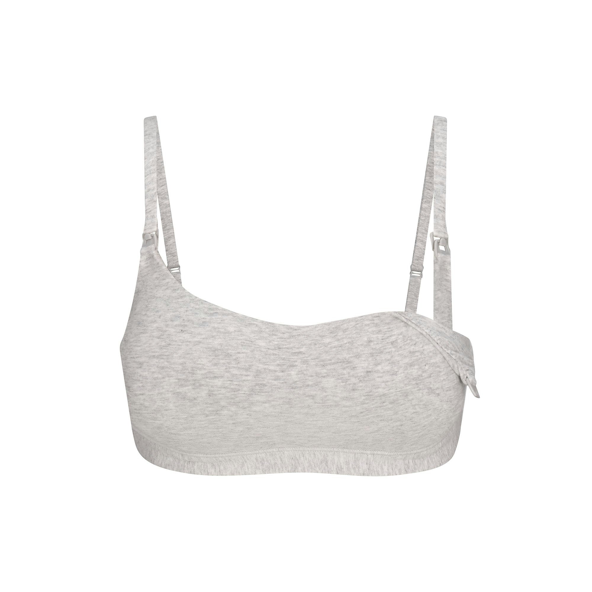 COTTON JERSEY MATERNITY NURSING SCOOP BRALETTE | LIGHT HEATHER GREY FLAT ON A WHITE BACKGROUND | FLT