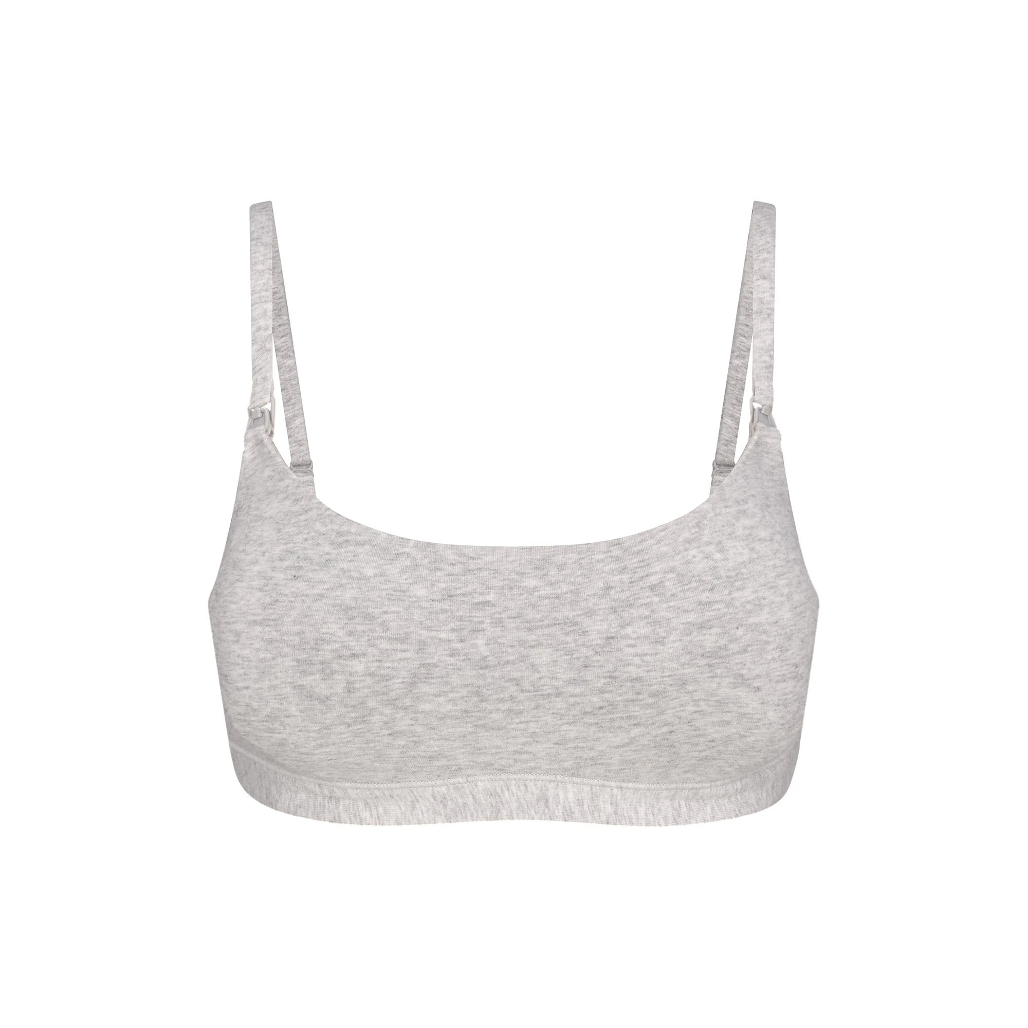 COTTON JERSEY MATERNITY NURSING SCOOP BRALETTE | LIGHT HEATHER GREY FLAT ON A WHITE BACKGROUND | FLT