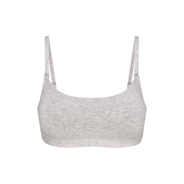 COTTON JERSEY MATERNITY NURSING SCOOP BRALETTE | LIGHT HEATHER GREY FLAT ON A WHITE BACKGROUND | FLT