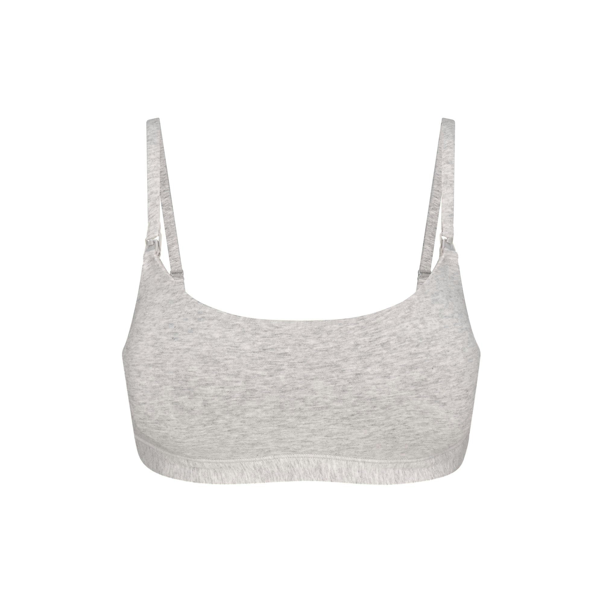 COTTON JERSEY MATERNITY NURSING SCOOP BRALETTE | LIGHT HEATHER GREY FLAT ON A WHITE BACKGROUND | FLT