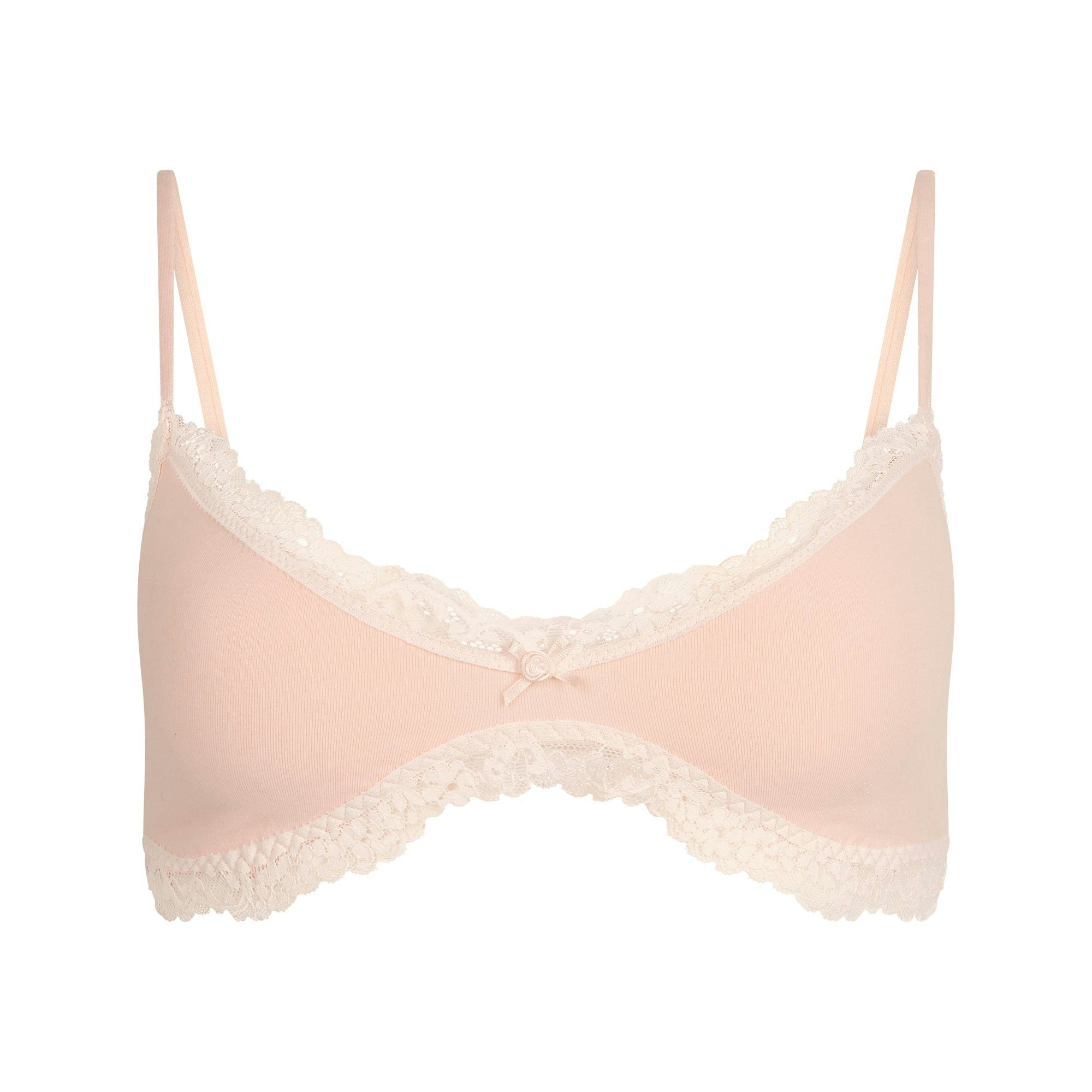COTTON JERSEY LACE SKIMPY SCOOP BRALETTE | PRIMROSE FLAT ON A WHITE BACKGROUND | FLT