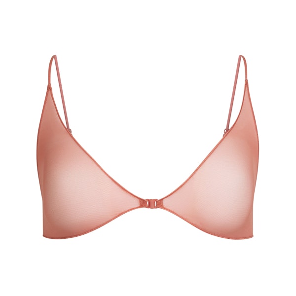 ULTRA FINE MESH SKIMPY SCOOP BRALETTE | TERRACOTTA FLAT ON A WHITE BACKGROUND | FLT
