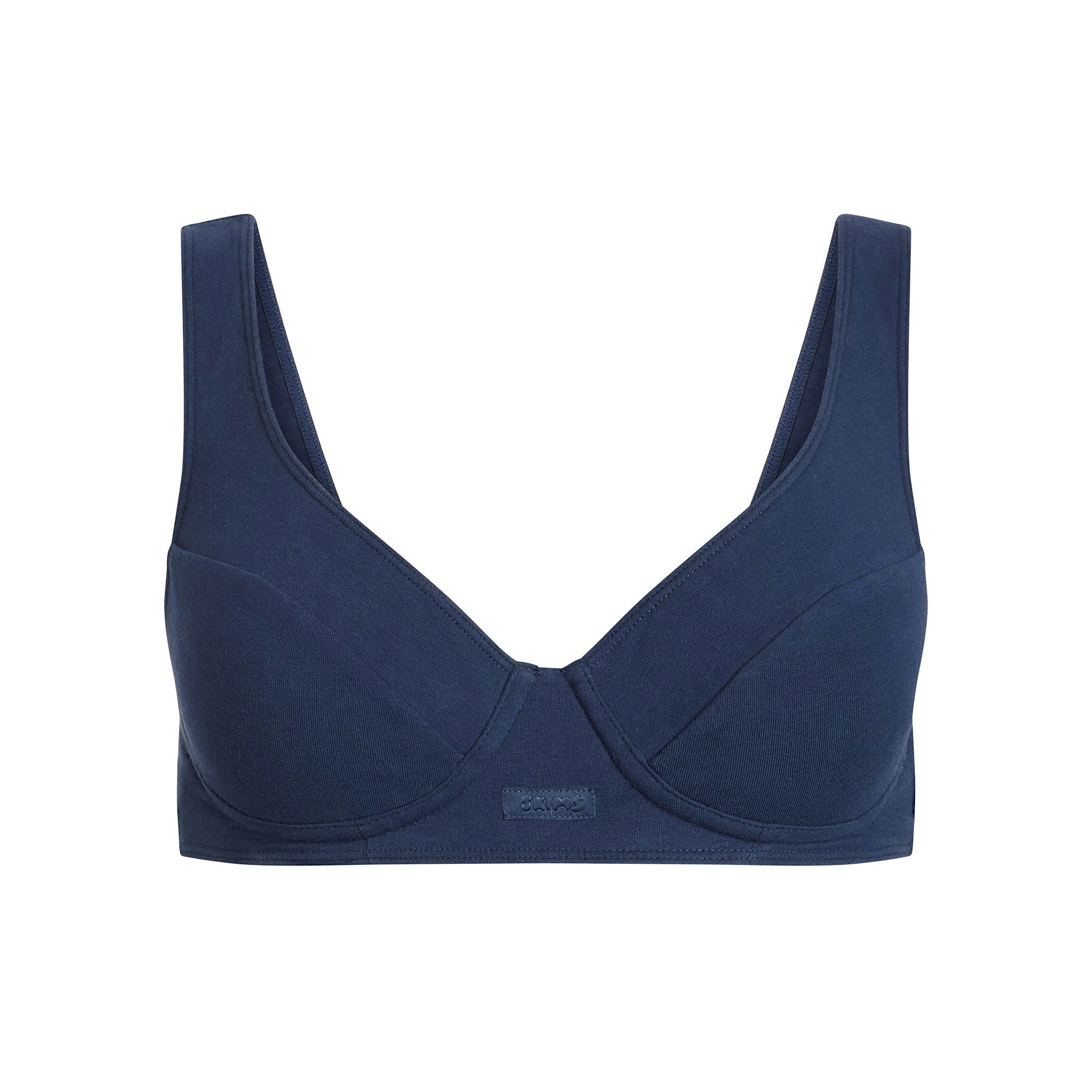 COTTON JERSEY PLUNGE BRALETTE | NAVY FLAT ON A WHITE BACKGROUND | FLT