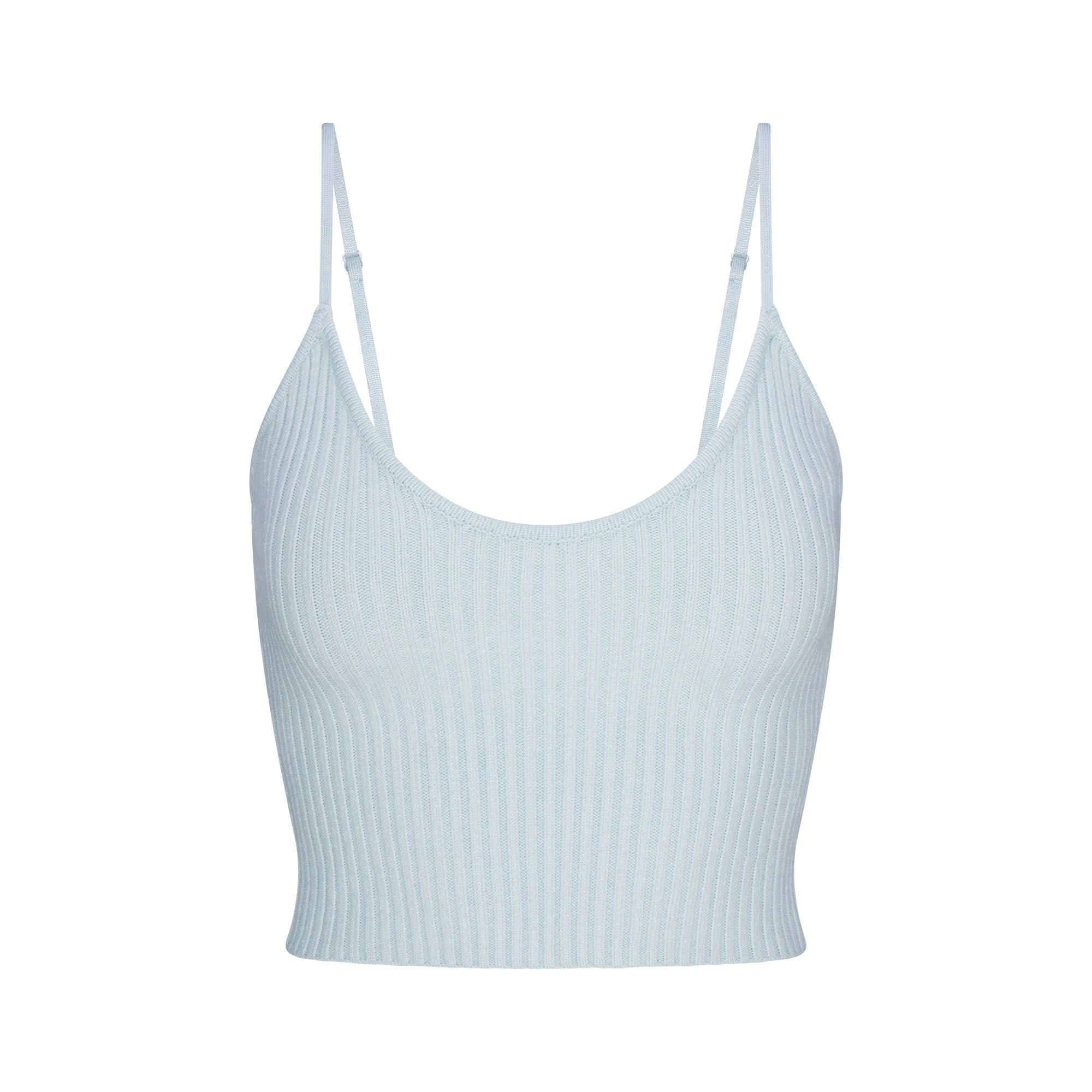 CABLE KNIT CAMI | CLOUD (CAMIS) FLAT ON A WHITE BACKGROUND | FLT
