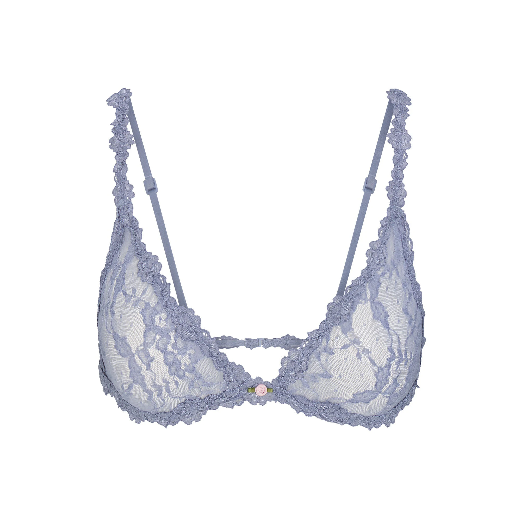 STRETCH LACE TRIANGLE BRALETTE | SLATE FLAT ON A WHITE BACKGROUND | FLT