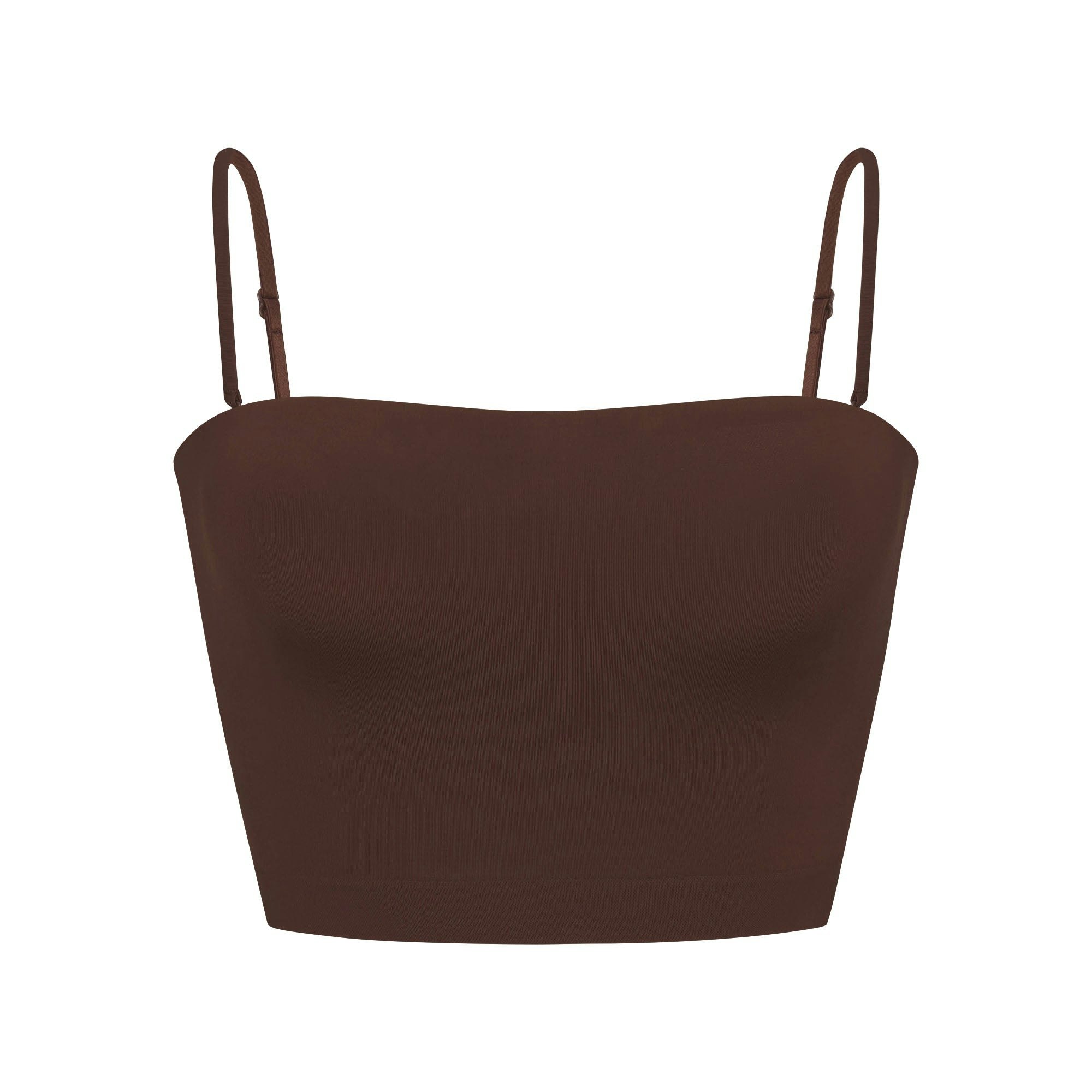 SOFT SMOOTHING SEAMLESS PADDED BANDEAU | COCOA FLAT ON A WHITE BACKGROUND | FLT