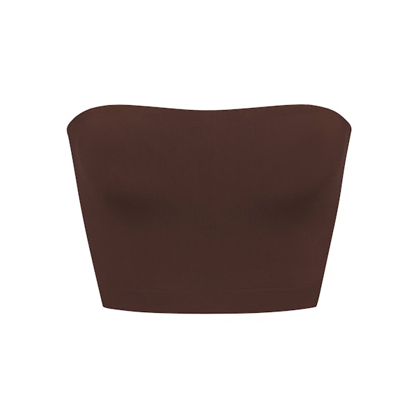 SOFT SMOOTHING SEAMLESS PADDED BANDEAU | COCOA FLAT ON A WHITE BACKGROUND | FLT