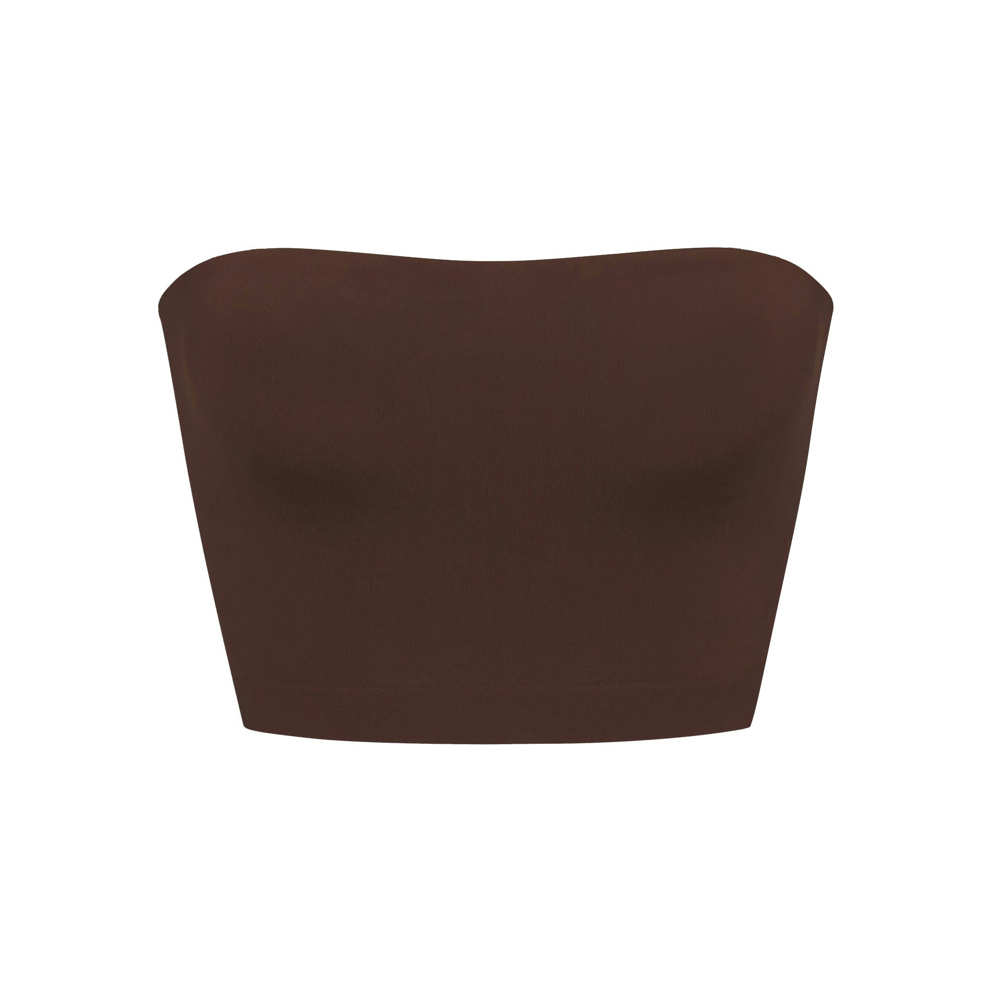SOFT SMOOTHING SEAMLESS PADDED BANDEAU | COCOA FLAT ON A WHITE BACKGROUND | FLT