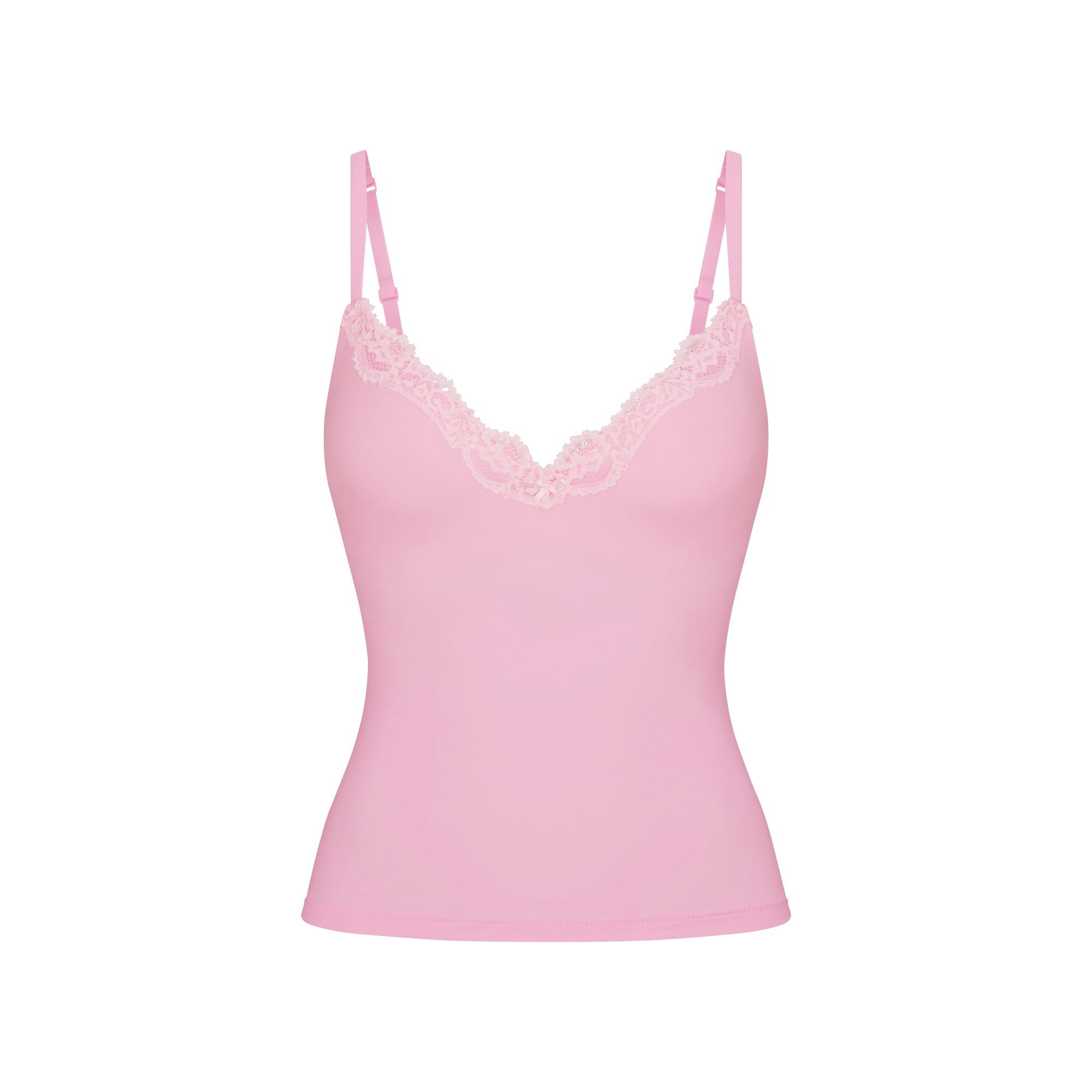 FITS EVERYBODY LACE PUSH-UP CAMI | BUBBLEGUM TONAL FLAT ON A WHITE BACKGROUND @ | FLT