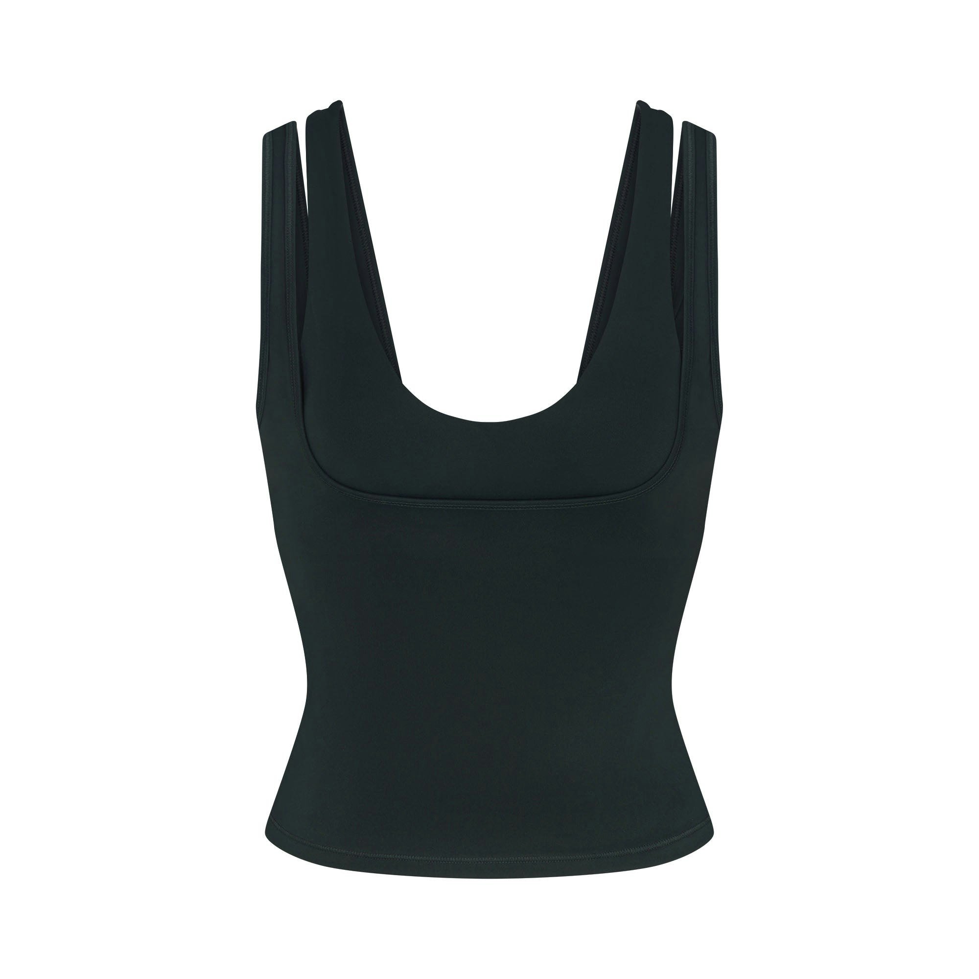 NikeSKIMS MATTE DOUBLE STRAP SCOOP TANK | DARK TEAL FLAT ON A WHITE BACKGROUND | FLT