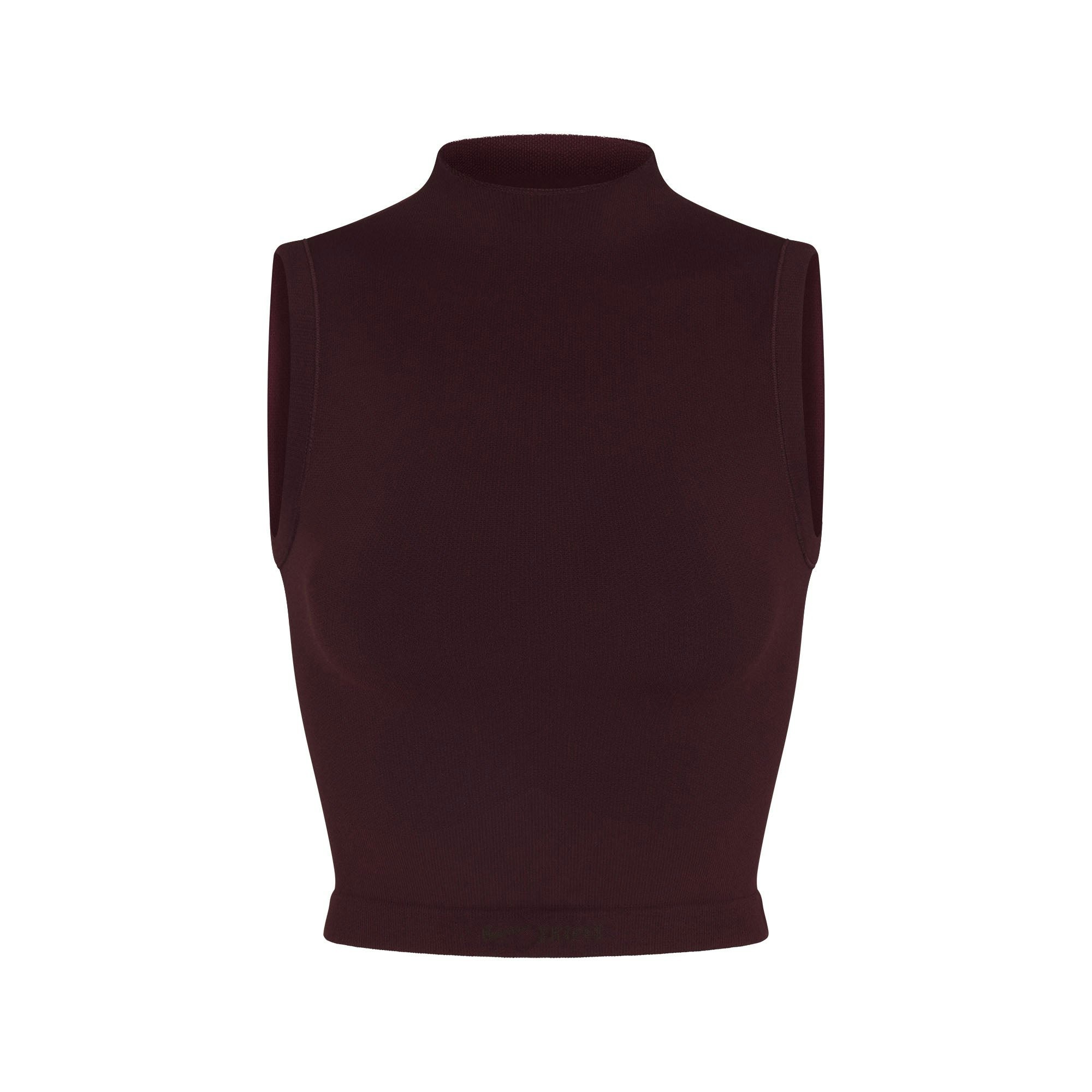 NikeSKIMS VINTAGE SEAMLESS MOCK NECK BRA TOP | CURRANT FLAT ON A WHITE BACKGROUND | FLT