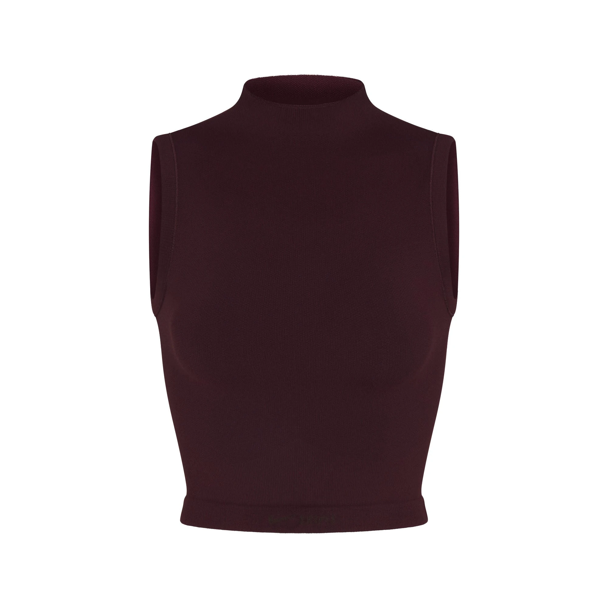 NikeSKIMS VINTAGE SEAMLESS MOCK NECK BRA TOP | CURRANT FLAT ON A WHITE BACKGROUND | FLT