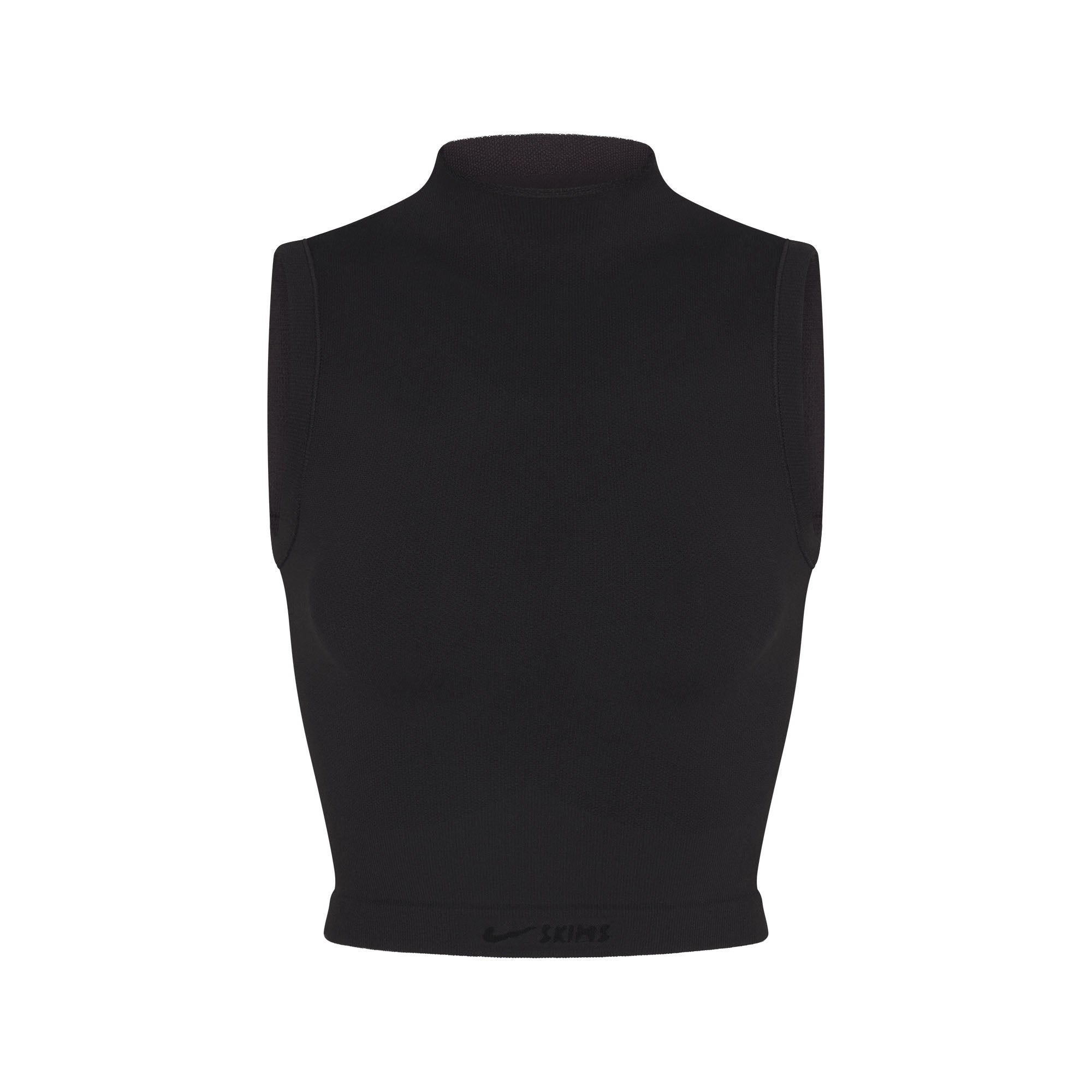 NikeSKIMS VINTAGE SEAMLESS MOCK NECK BRA TOP | OBSIDIAN FLAT ON A WHITE BACKGROUND | FLT