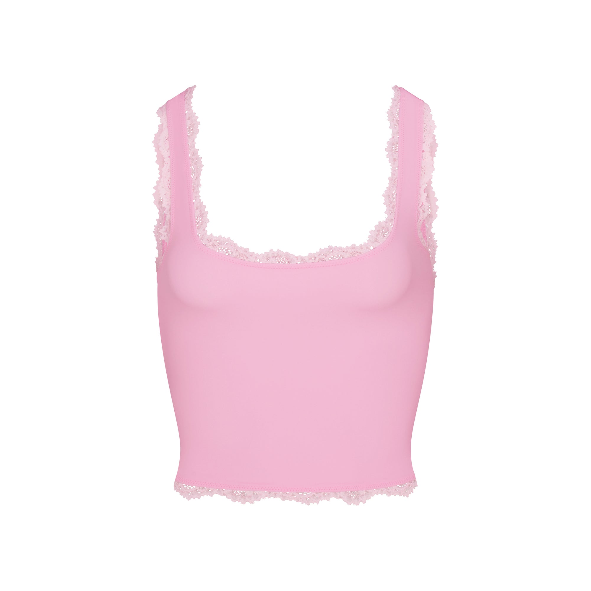 FITS EVERYBODY LACE TANK | BUBBLEGUM TONAL FLAT ON A WHITE BACKGROUND @ | FLT