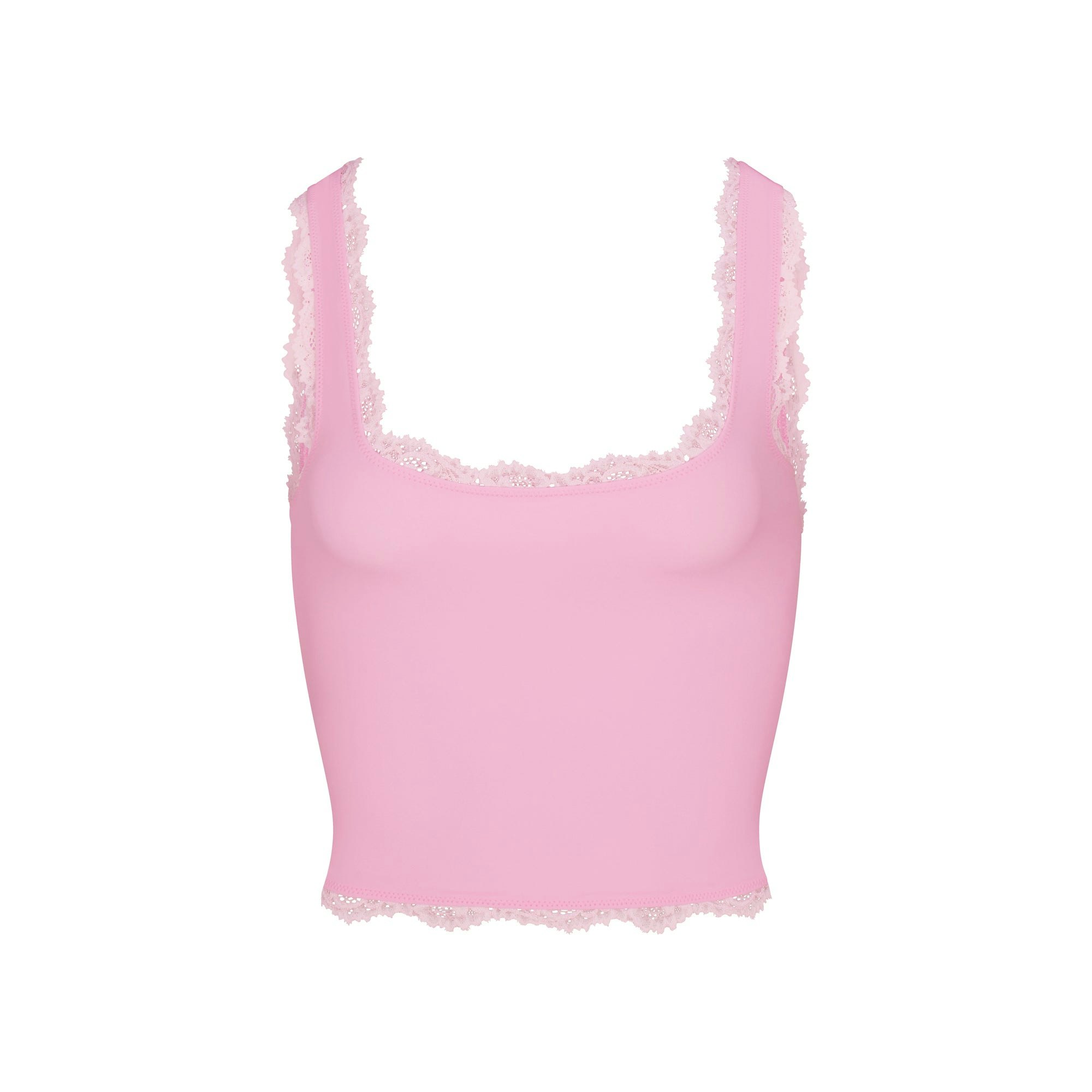 FITS EVERYBODY LACE TANK | BUBBLEGUM TONAL FLAT ON A WHITE BACKGROUND @ | FLT