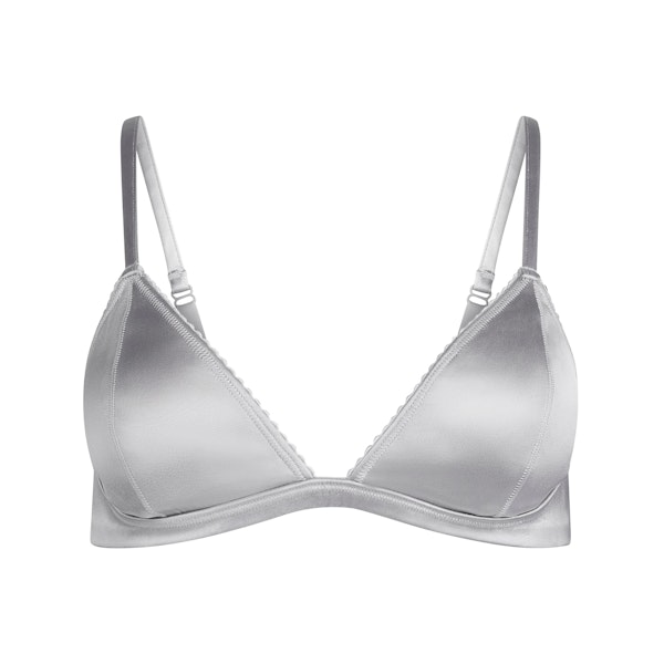 HEAVYWEIGHT SATIN TRIANGLE BRALETTE | MIRROR FLAT ON A WHITE BACKGROUND | FLT