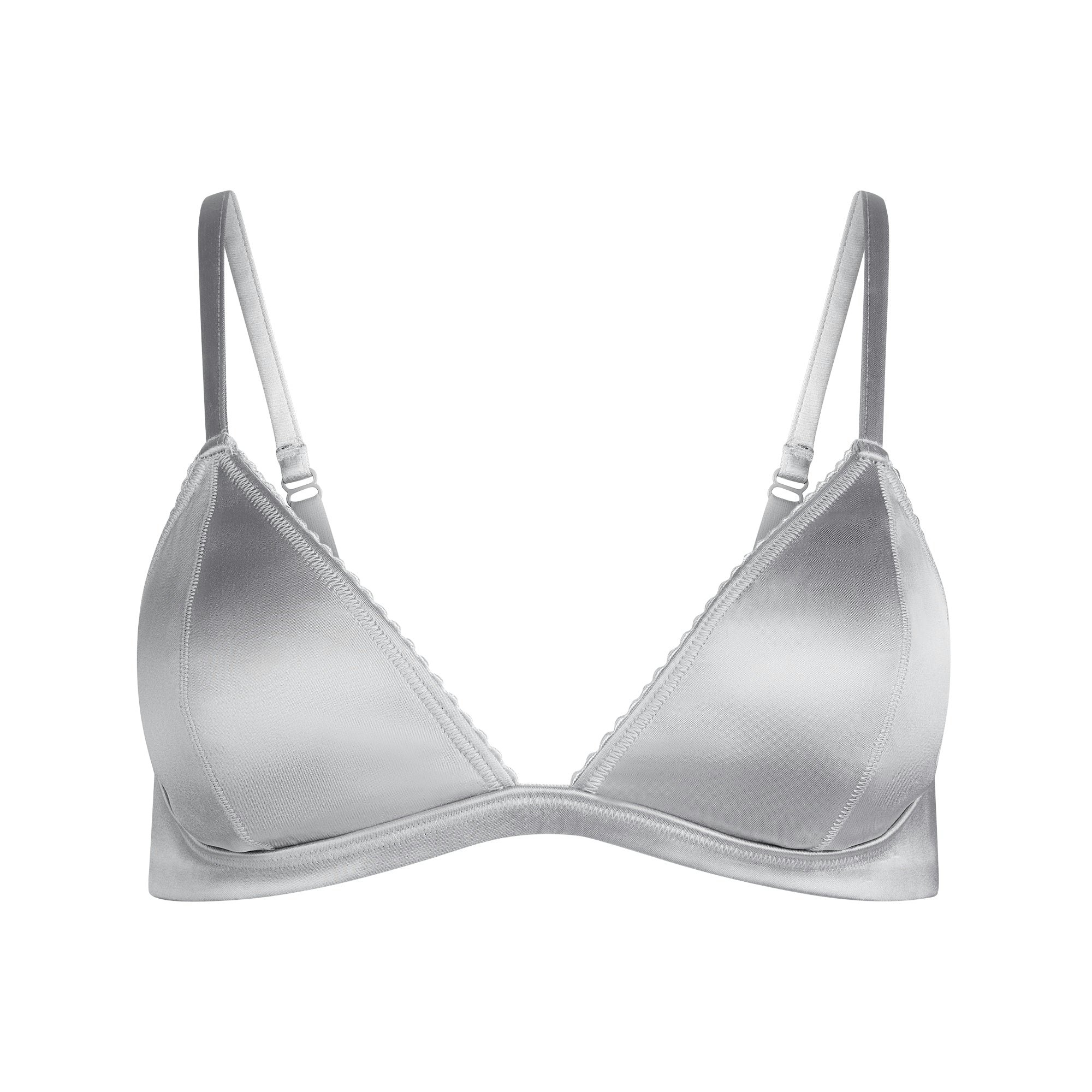 HEAVYWEIGHT SATIN TRIANGLE BRALETTE | MIRROR FLAT ON A WHITE BACKGROUND | FLT