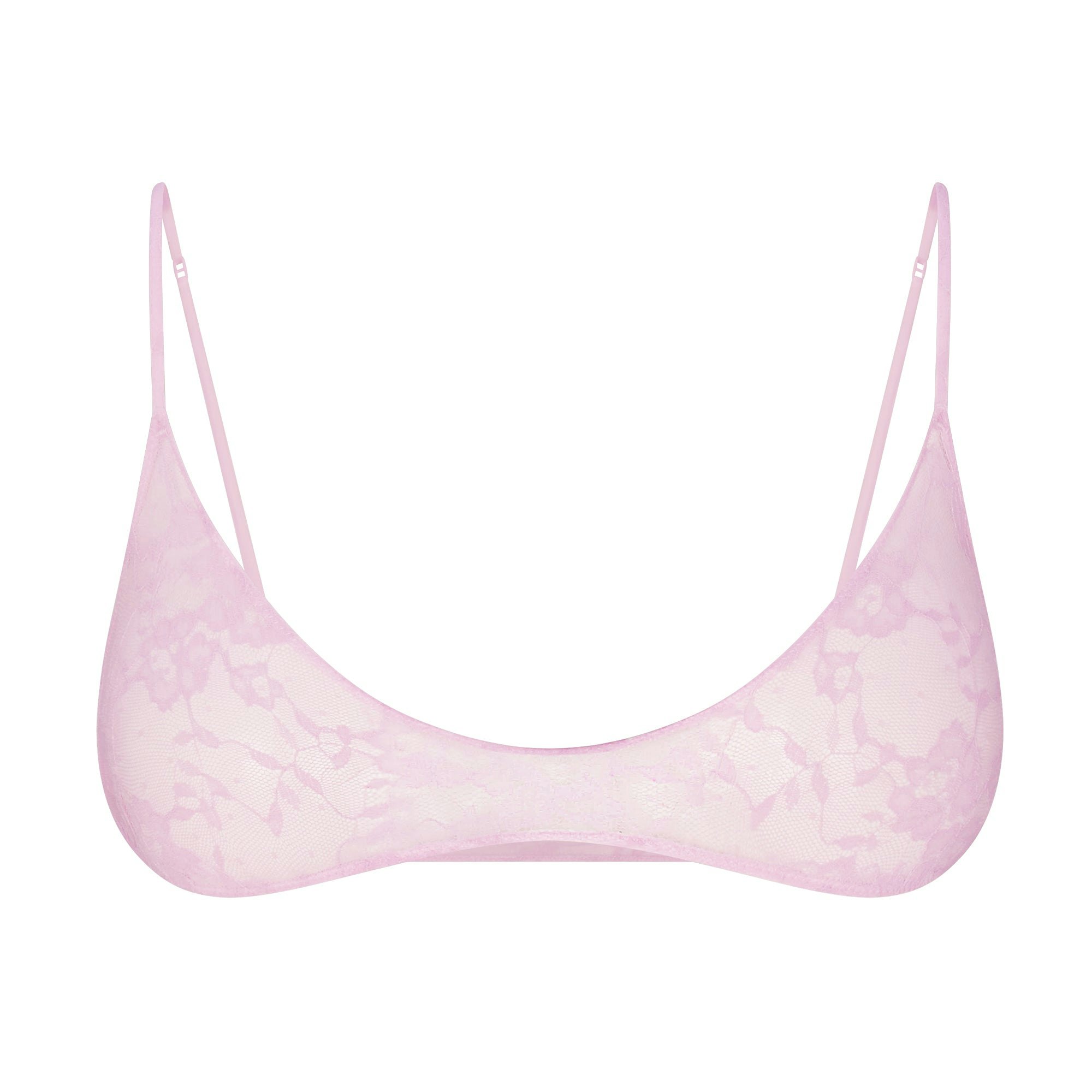 STRETCH LACE SKIMPY SCOOP BRALETTE | BABY PINK FLAT ON A WHITE BACKGROUND | FLT