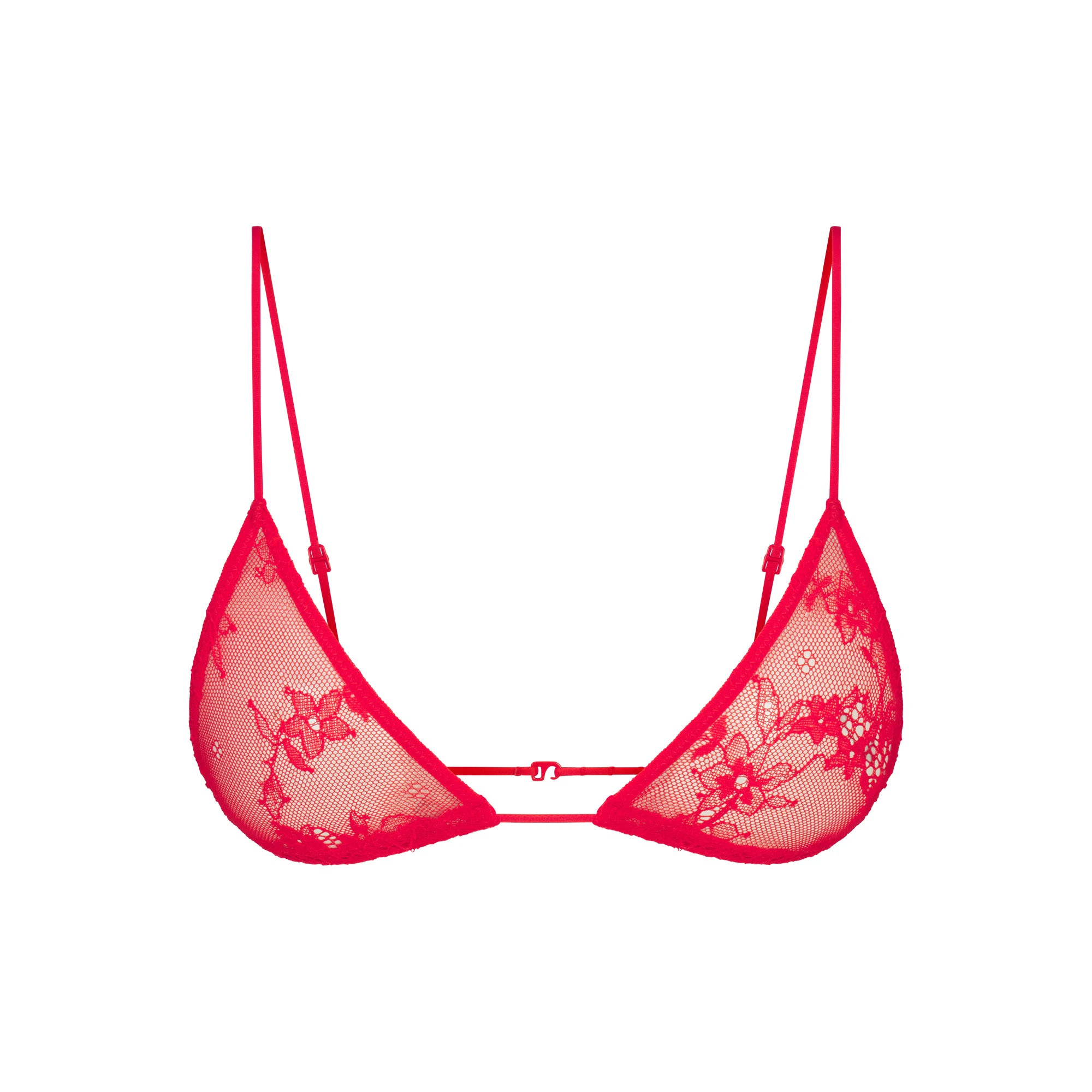 ULTRA FINE LACE MICRO TRIANGLE BRALETTE | RUBY FLAT ON A WHITE BACKGROUND | FLT
