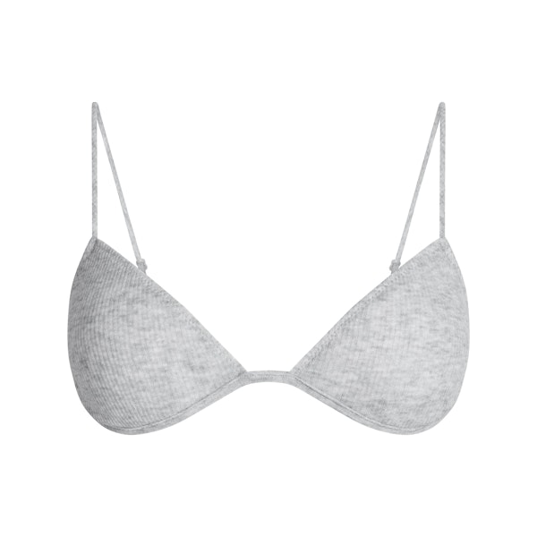 SHEER COTTON SKIMPY TRIANGLE BRALETTE | LIGHT HEATHER GREY FLAT ON A WHITE BACKGROUND | FLT