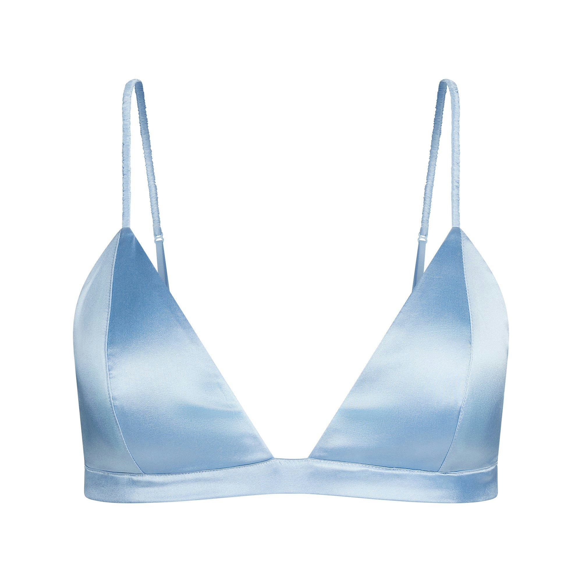SILK TRIANGLE BRALETTE | GLACIER FLAT ON A WHITE BACKGROUND | FLT