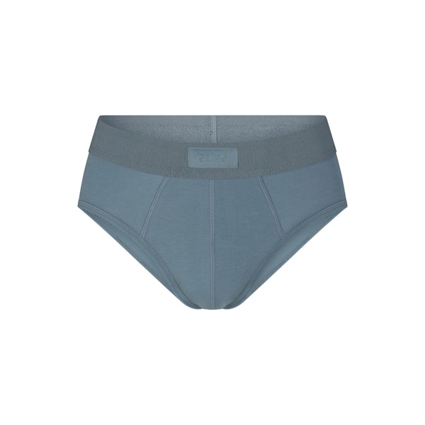 SKIMS COTTON MENS BRIEF | KYANITE (MENS BRIEFS, MENS UNDERWEAR) LAYS FLAT ON A WHITE BACKGROUND | FLT