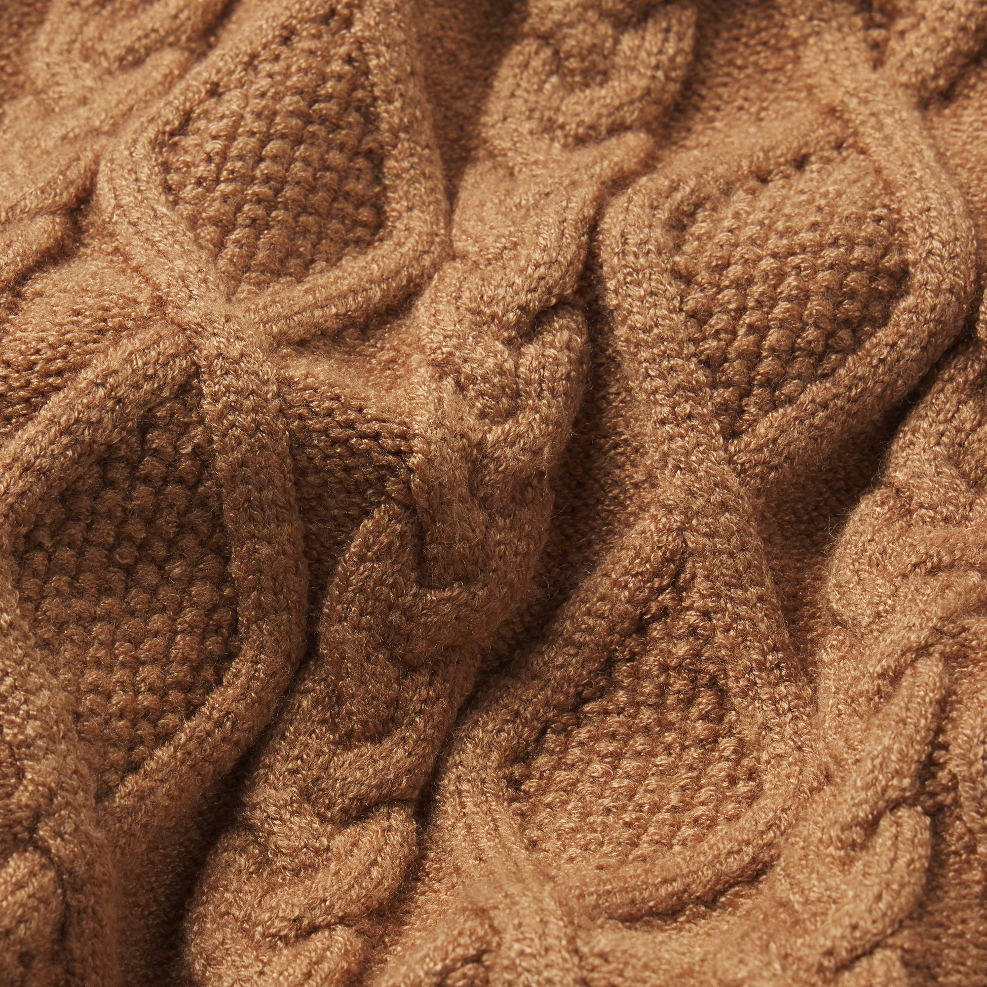 SWEATER KNIT SHRUNKEN ZIP UP HOODIE | DARK HONEY ADDITIONAL FABRIC DETAILS