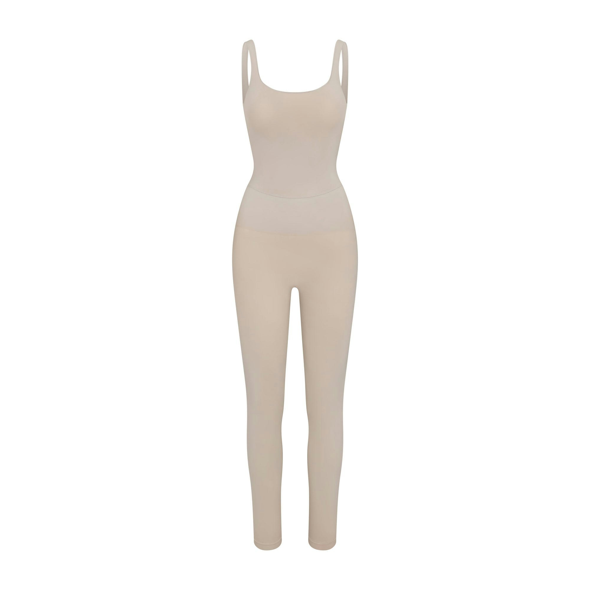 SOFT SMOOTHING SEAMLESS CATSUIT | STONE (CATSUITS) FLAT ON A WHITE BACKGROUND | FLT