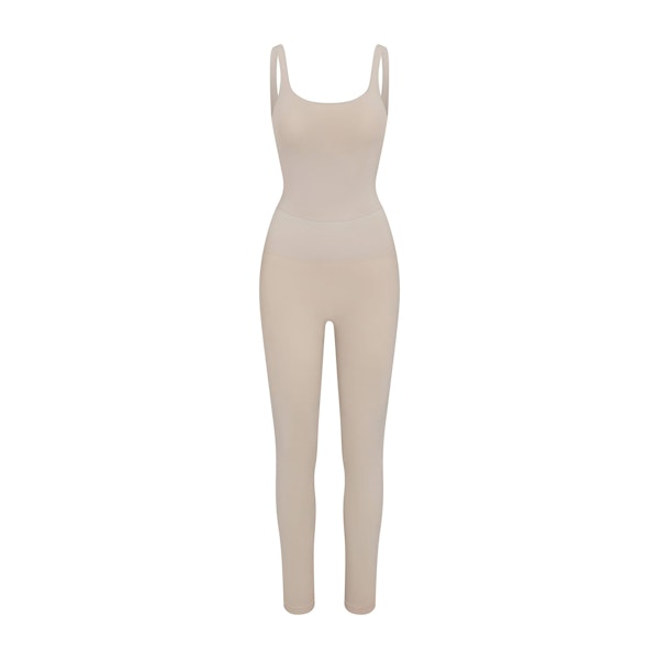 SOFT SMOOTHING SEAMLESS CATSUIT | STONE (CATSUITS) FLAT ON A WHITE BACKGROUND | FLT